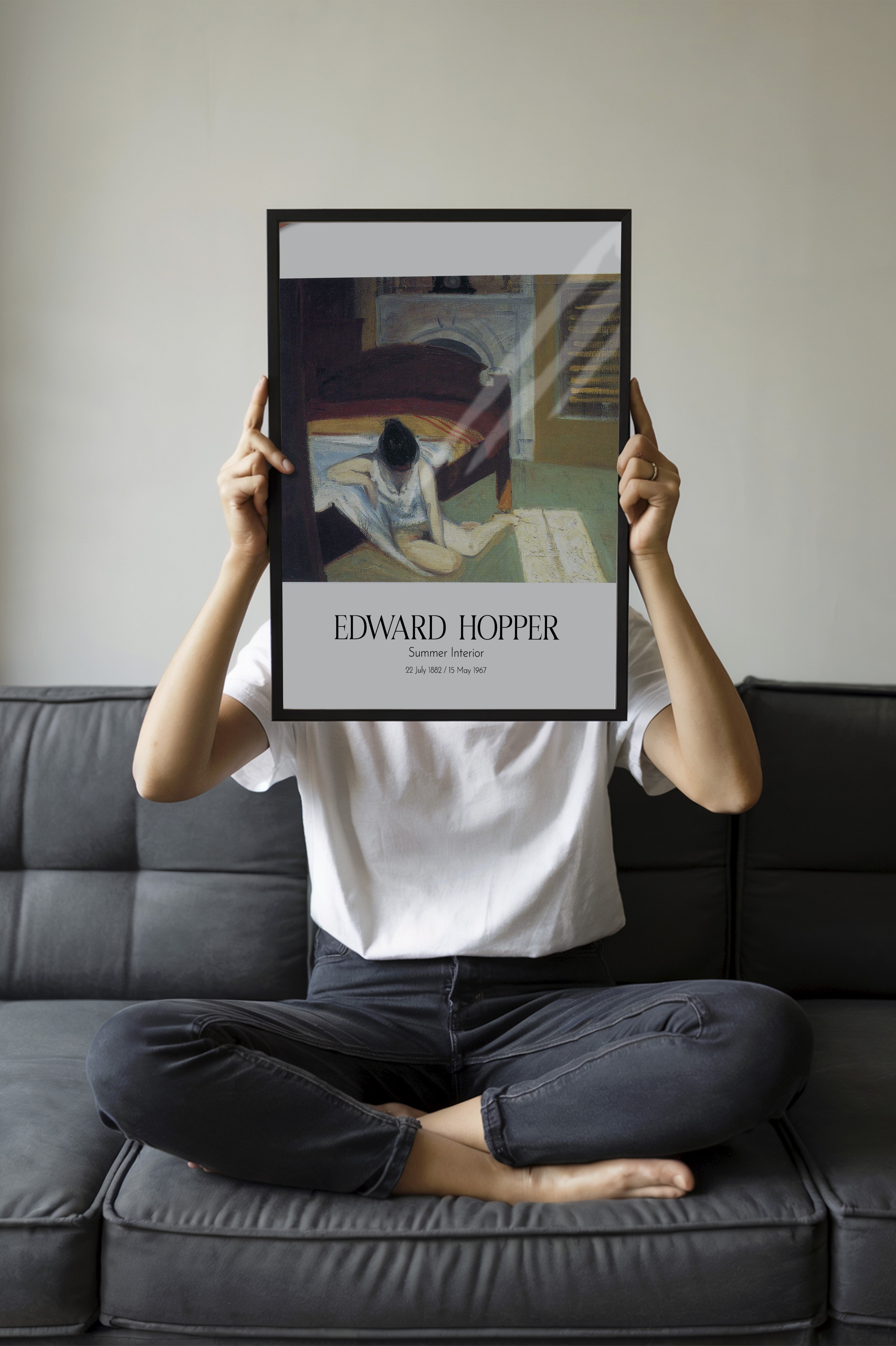 Edward Hopper - Summer Interior, Siyah Çerçeveli Tablo, Sanat Serisi NO:110181