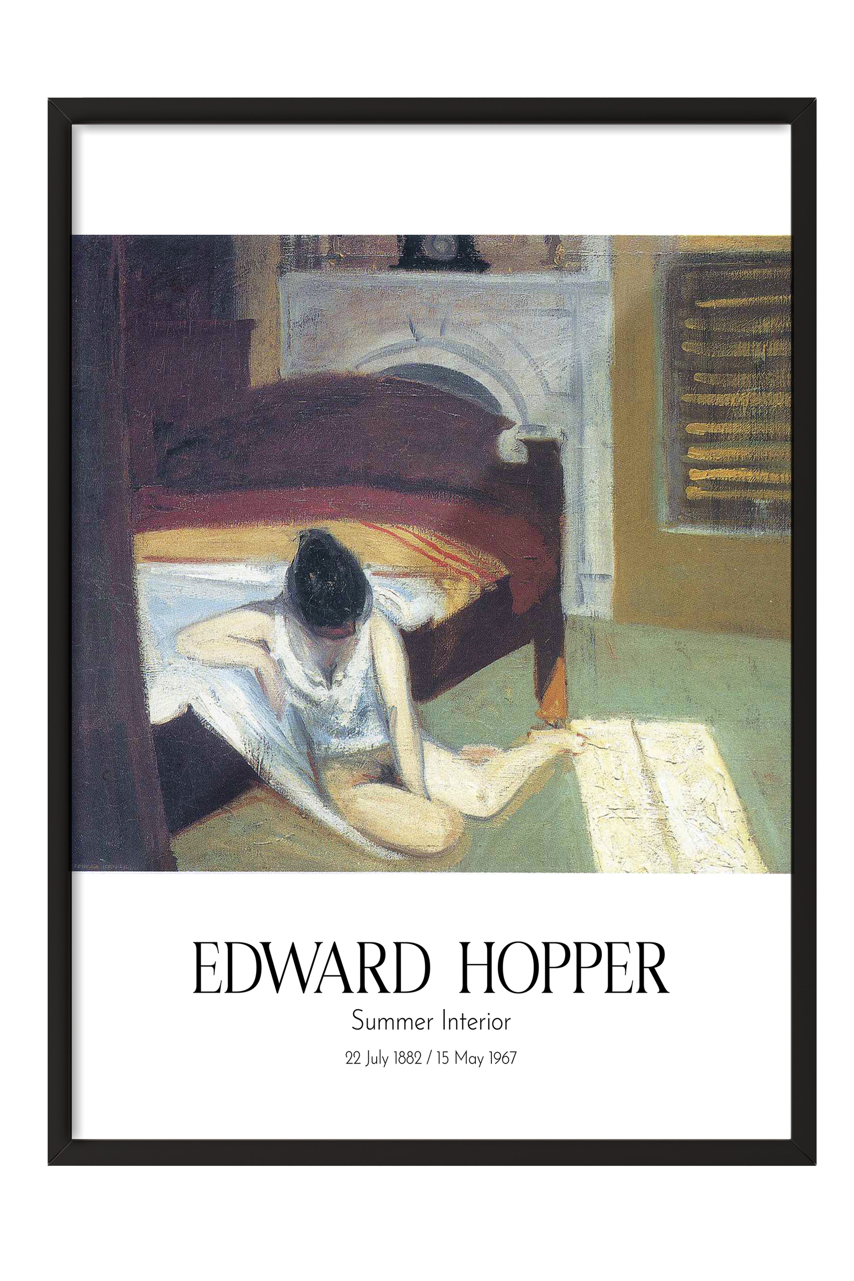 Edward Hopper - Summer Interior, Siyah Çerçeveli Tablo, Sanat Serisi NO:110181
