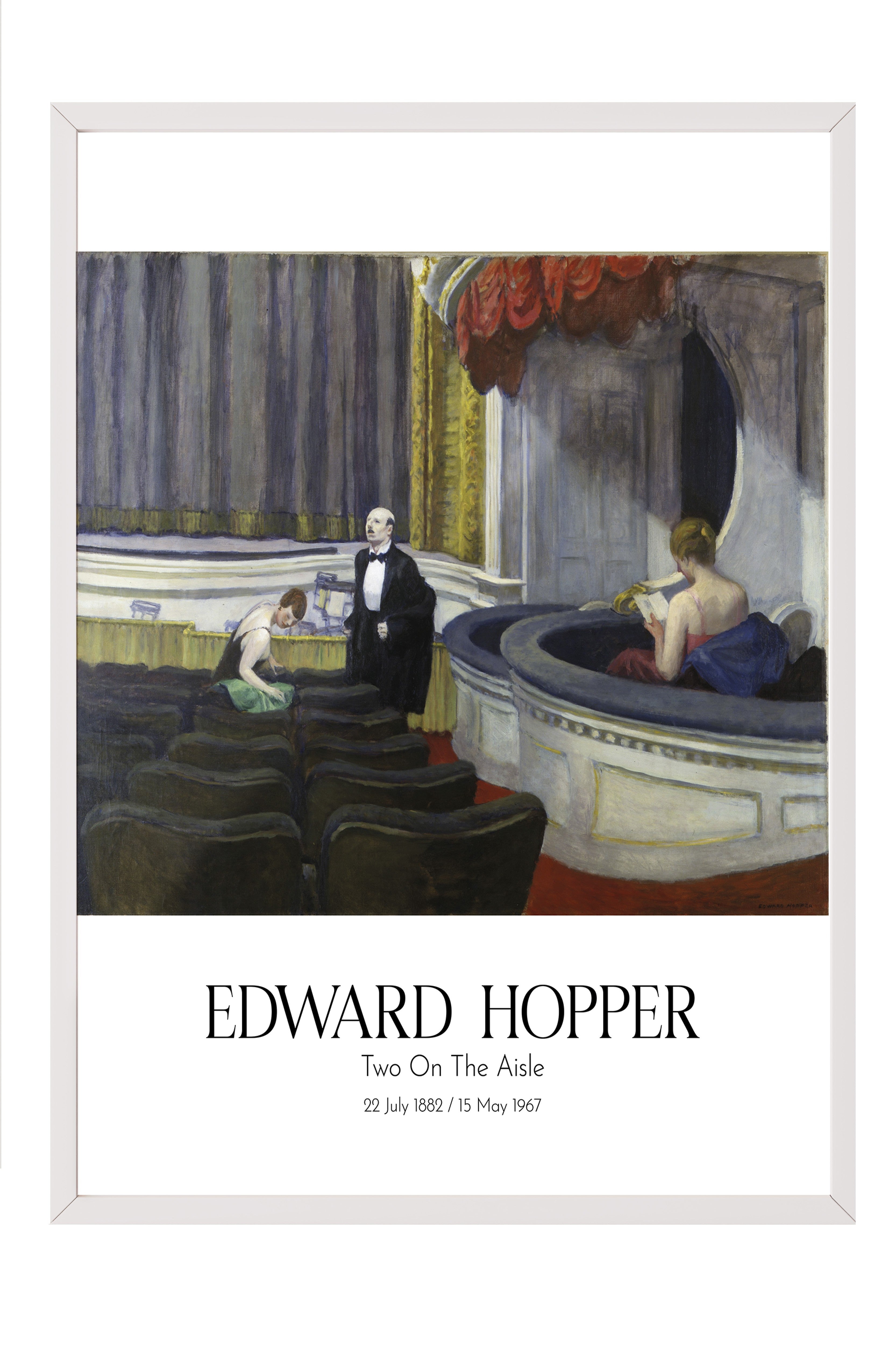 Edward Hopper - Two On The Aisle, Beyaz Çerçeveli Tablo, Sanat Serisi NO:110183