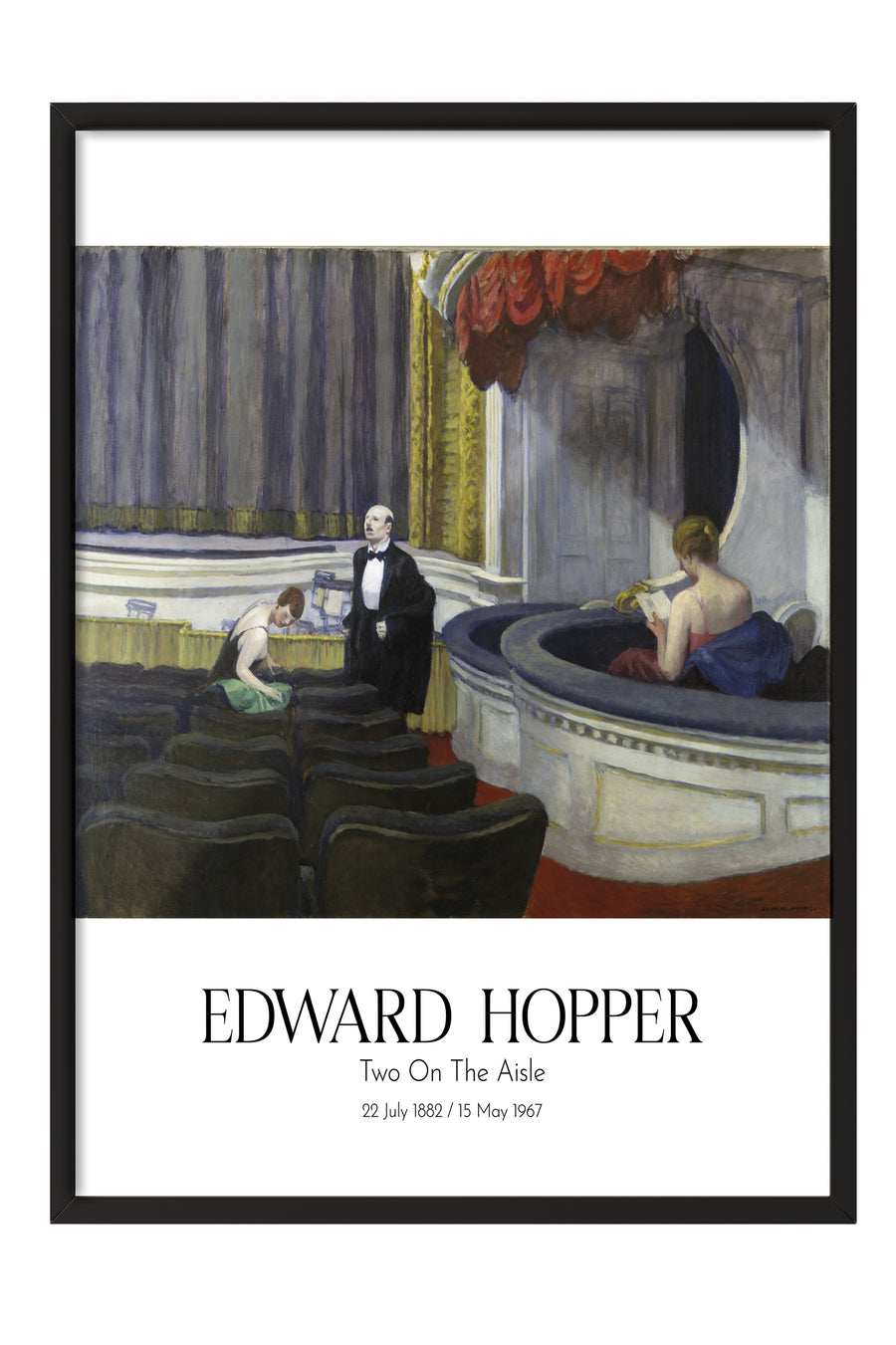 Edward Hopper - Two On The Aisle, Siyah Çerçeveli Tablo, Sanat Serisi NO:110183