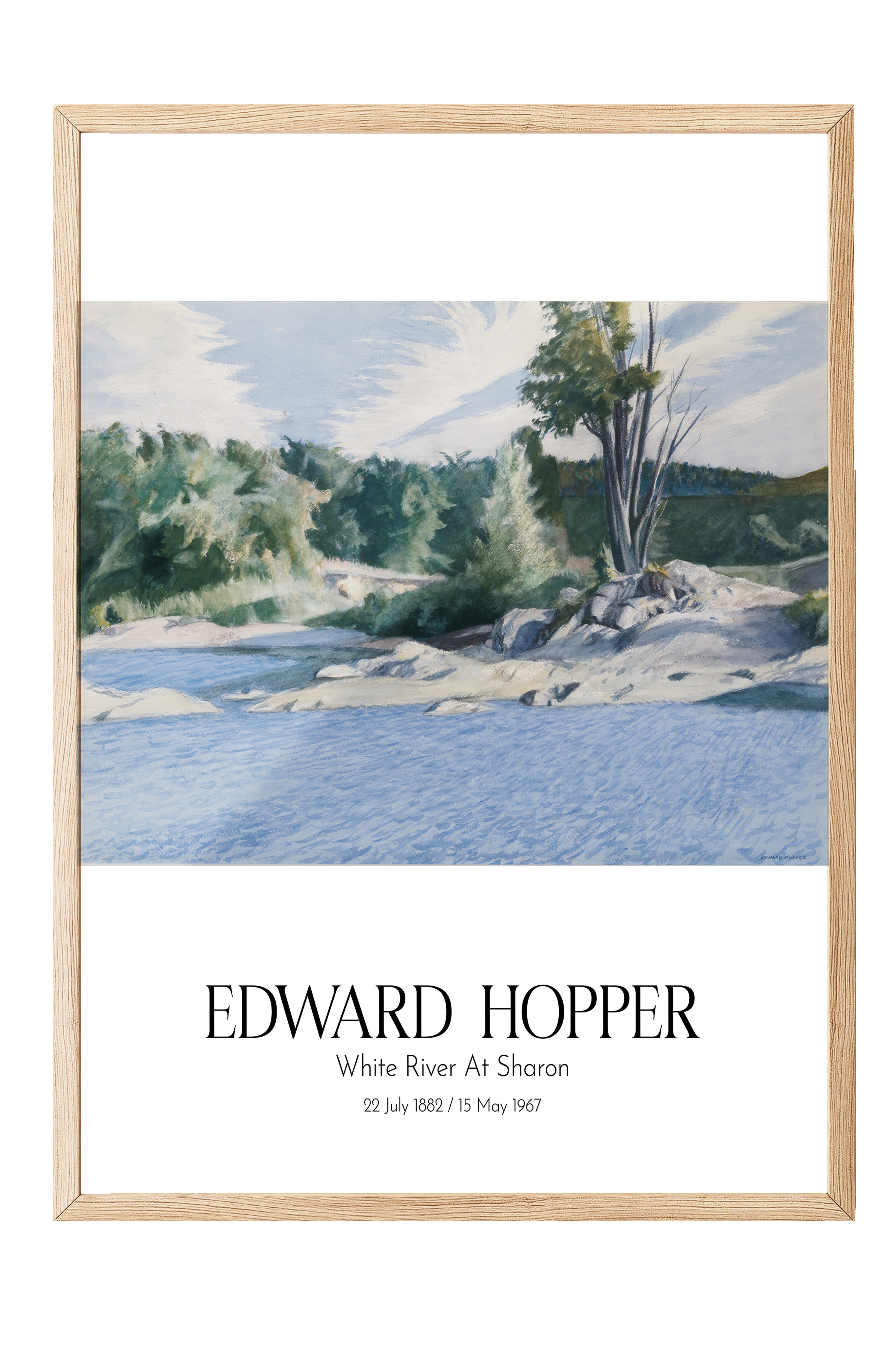 Edward Hopper - White River At Sharon, Ahşap Çerçeveli Tablo, Sanat Serisi NO:110185