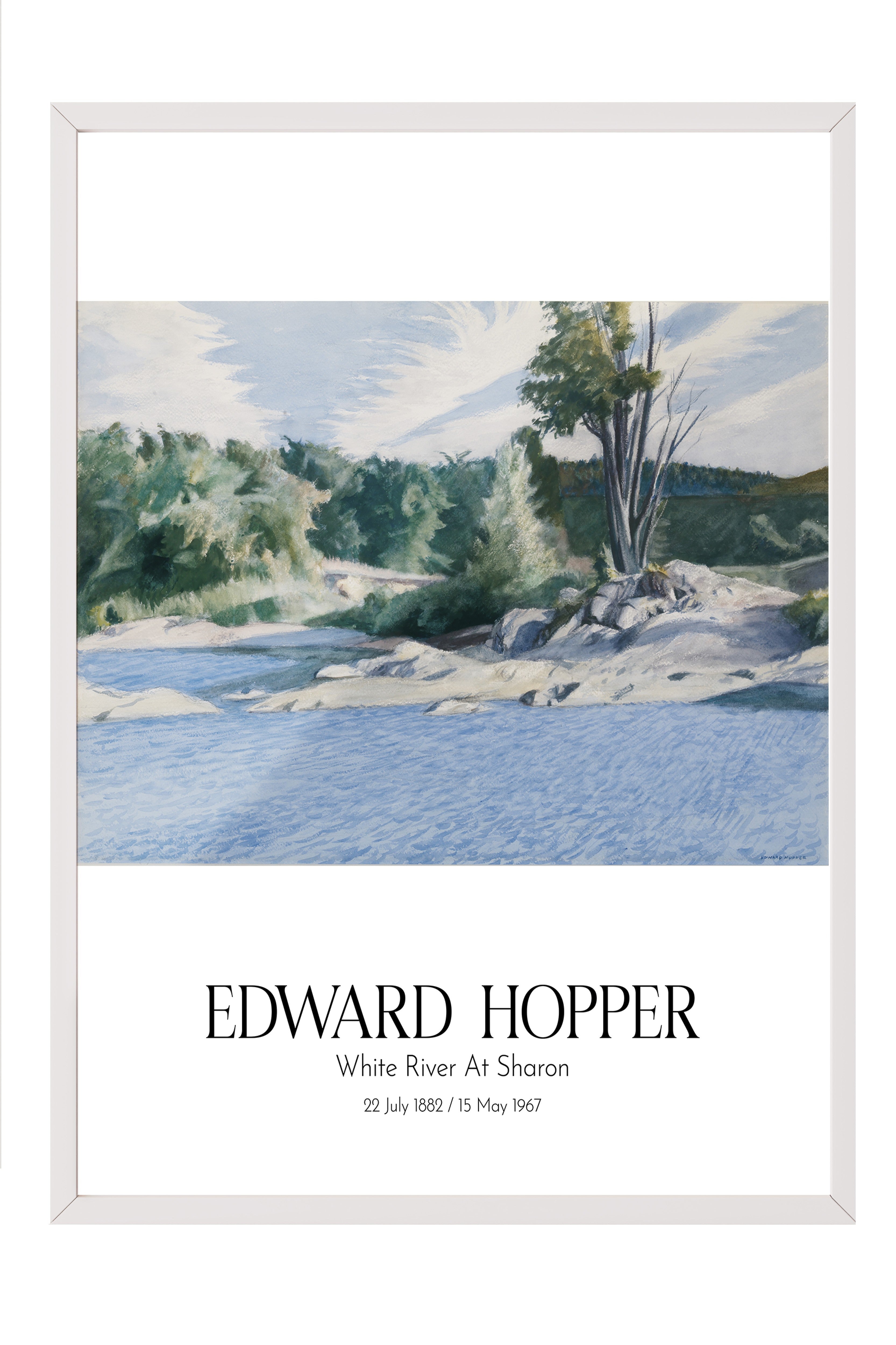 Edward Hopper - White River At Sharon, Beyaz Çerçeveli Tablo, Sanat Serisi NO:110185