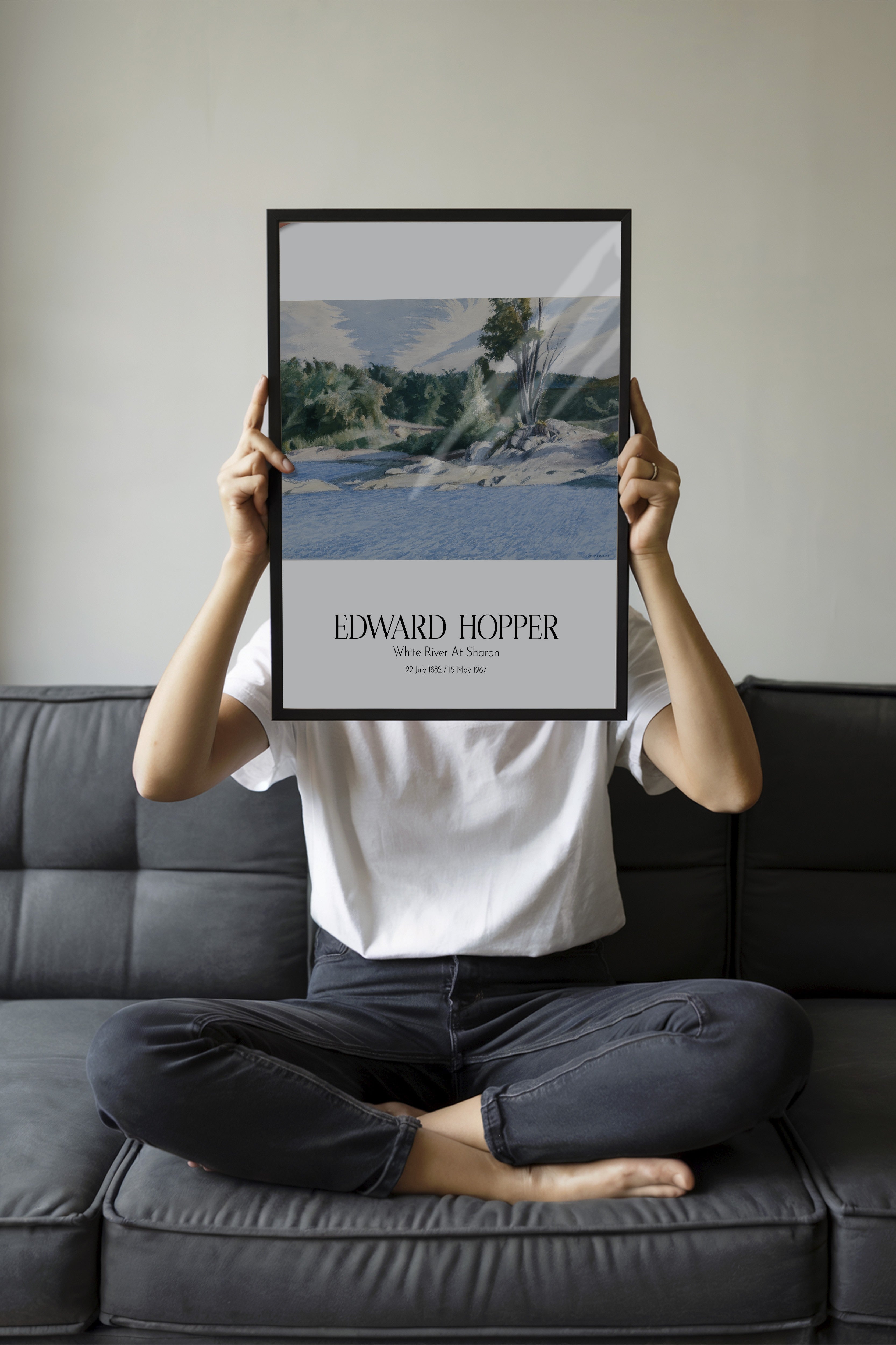 Edward Hopper - White River At Sharon, Siyah Çerçeveli Tablo, Sanat Serisi NO:110185