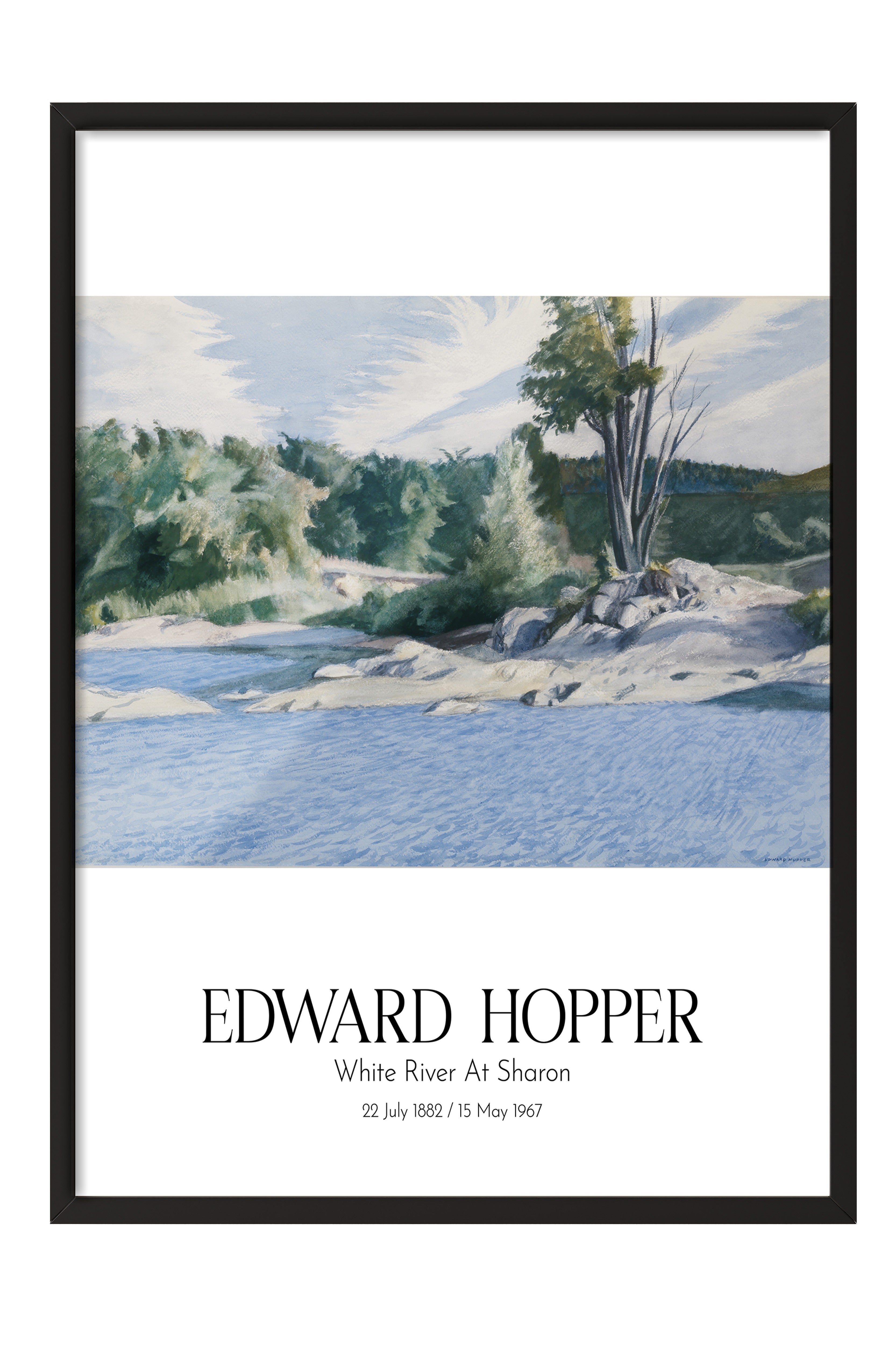 Edward Hopper - White River At Sharon, Siyah Çerçeveli Tablo, Sanat Serisi NO:110185