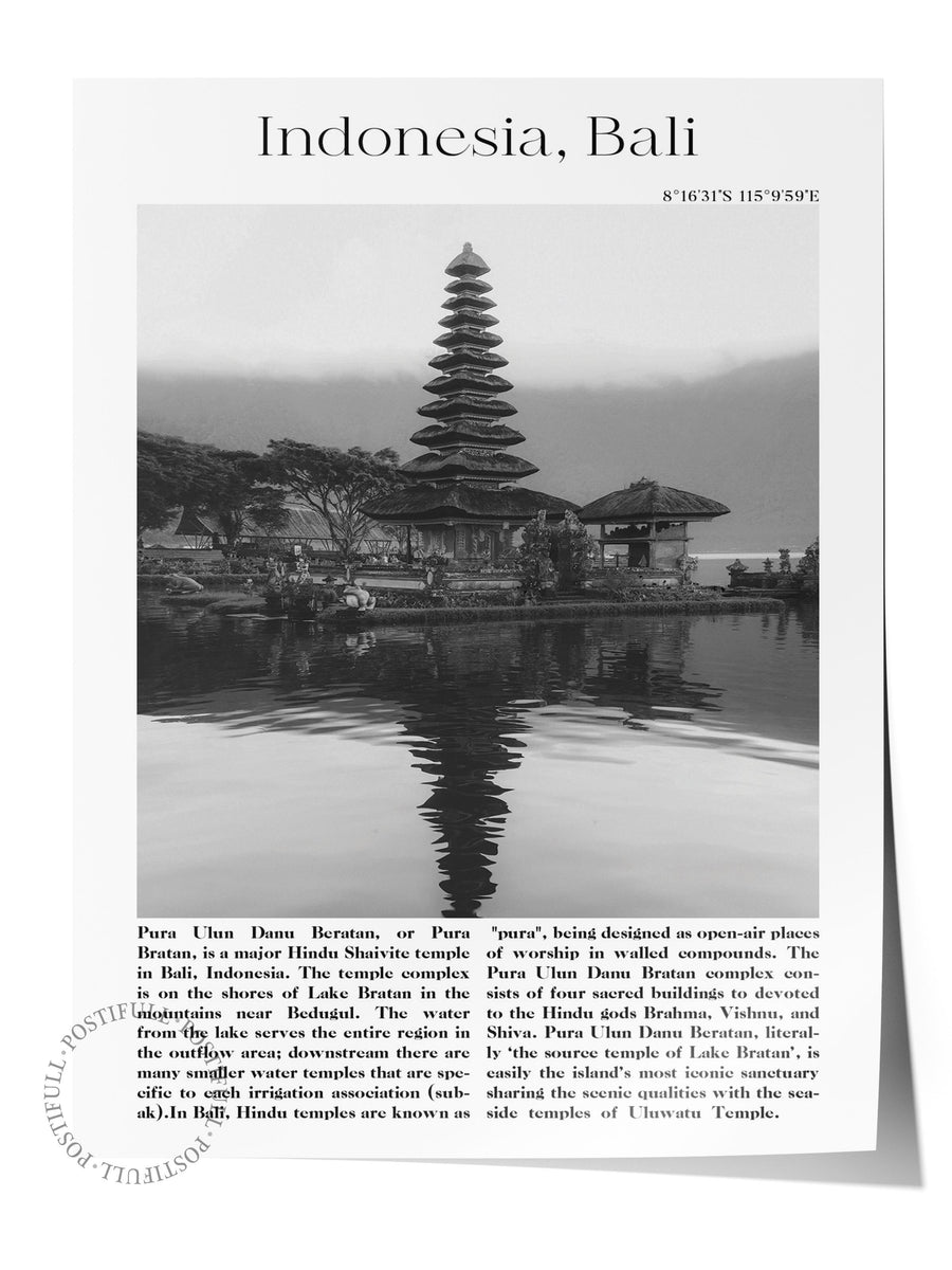 Endonezya - Bali, Şehir Temalı Poster, Çerçevesiz Duvar Posteri, NO:30017