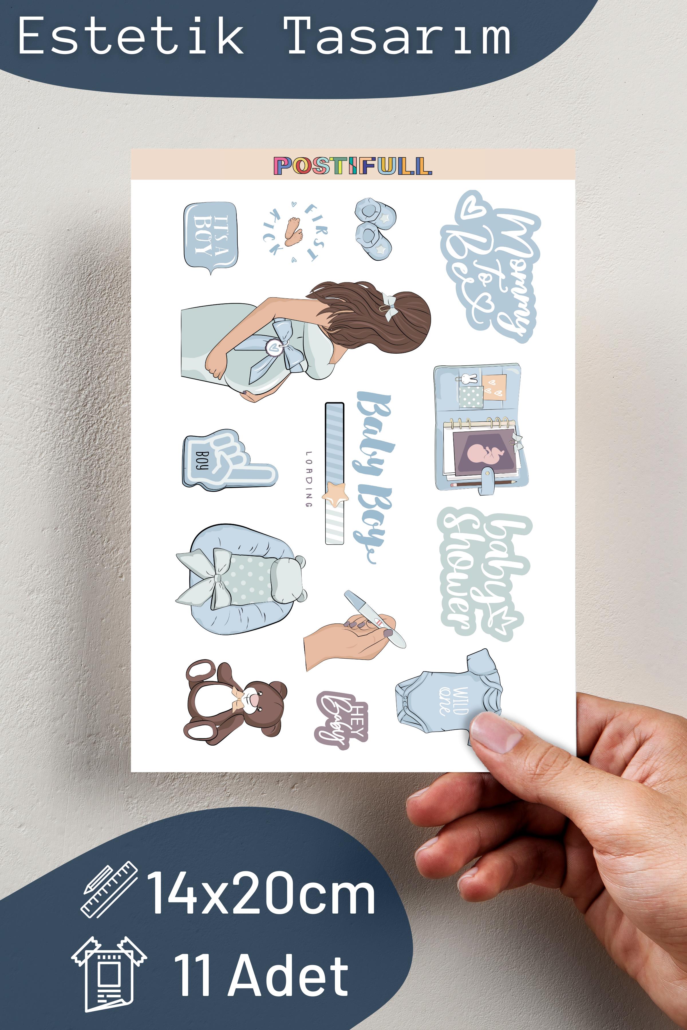 Erkek Annesi Temalı Sticker ve Etiket Seti - Orta Boy - Su Geçirmez, Kalın Yapışkanlı Sticker Seti