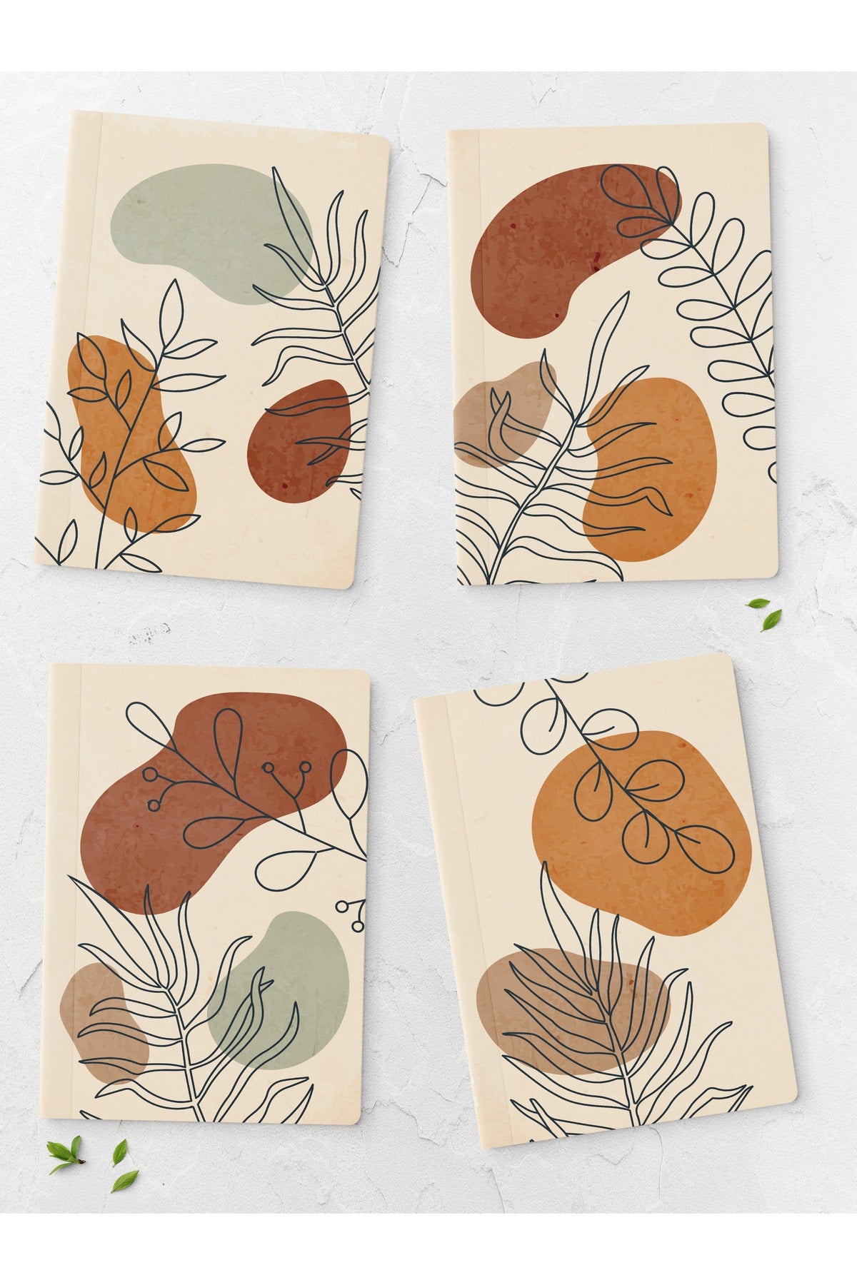 Çizgisiz Defter Seti - Boho - 4 Adet - 14cm*20cm - 64 Sayfa