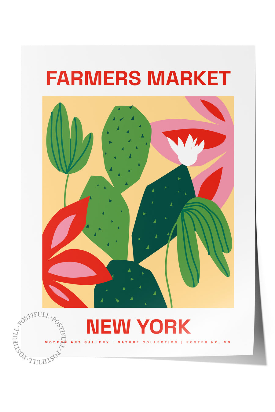 Farklı Tonlarda FARMERS MARKET Tropikal İllustrasyon Çerçevesiz Poster