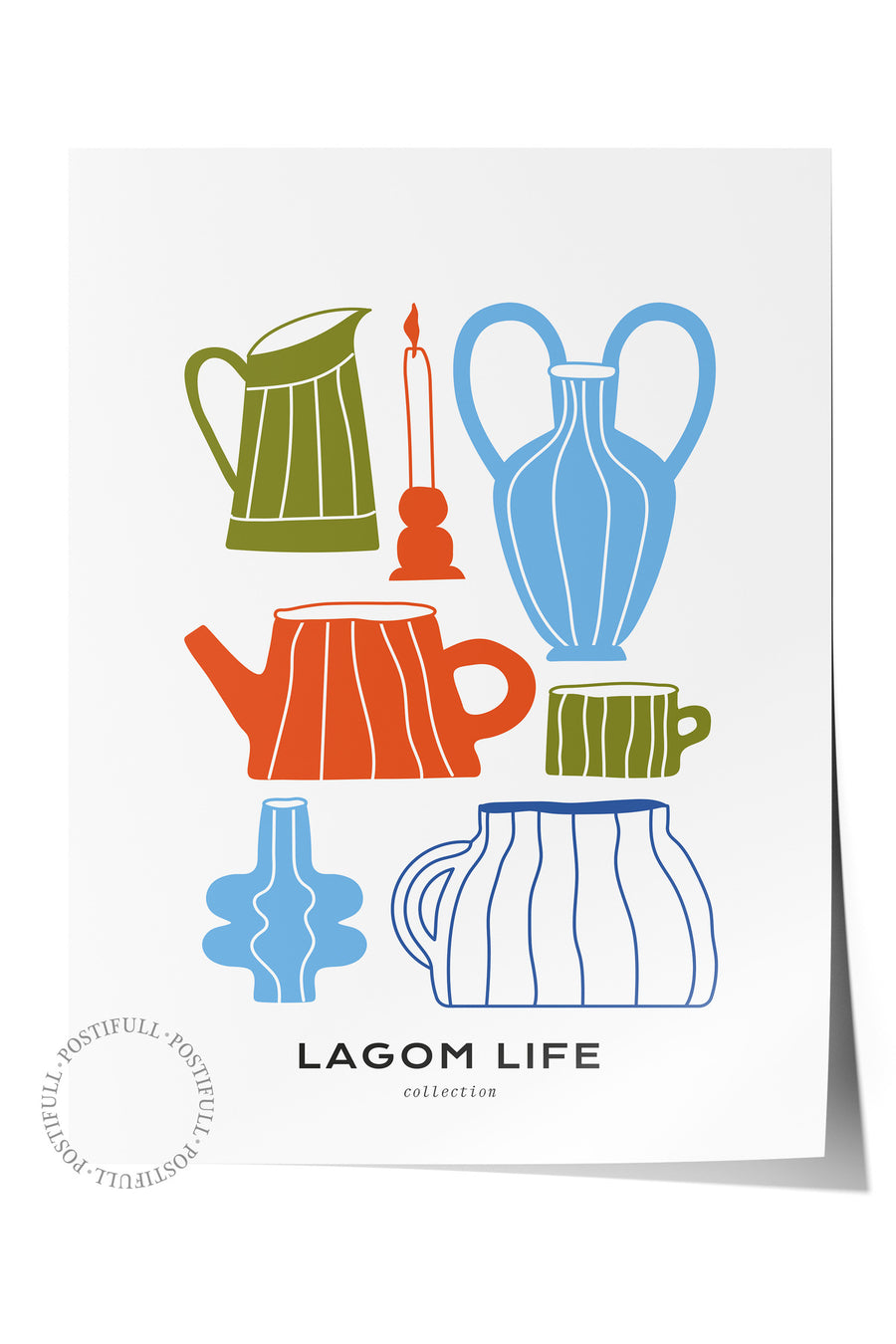 Farklı Tonlarda LAGOM LIFE Tropikal İllustrasyon Çerçevesiz Poster