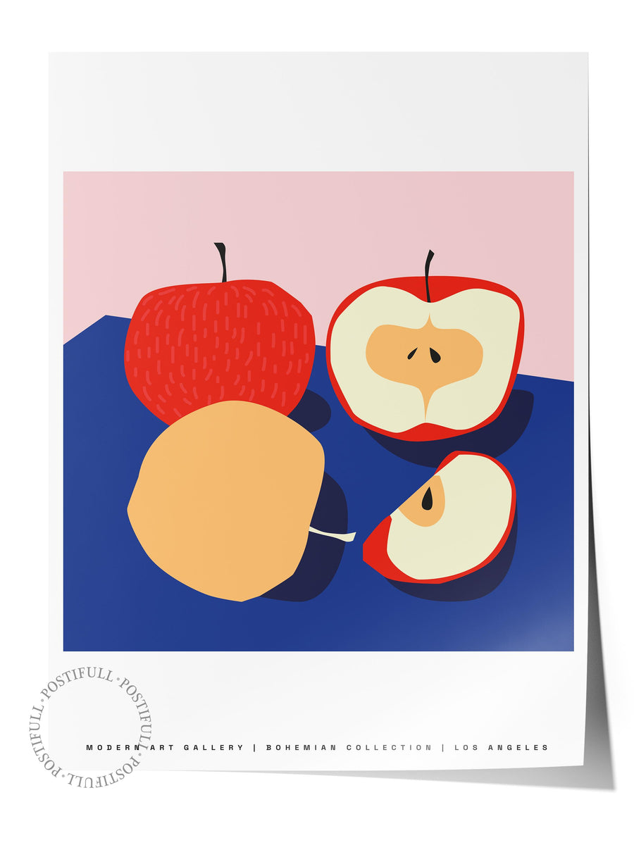 Renkli Elma İllüstrasyonu Tropikal İllustrasyon Çerçevesiz Poster