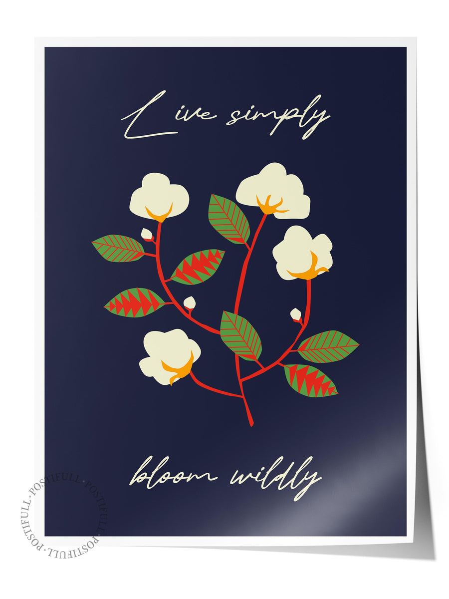 Live simply bloom wildly Tropikal İllustrasyon Çerçevesiz Poster