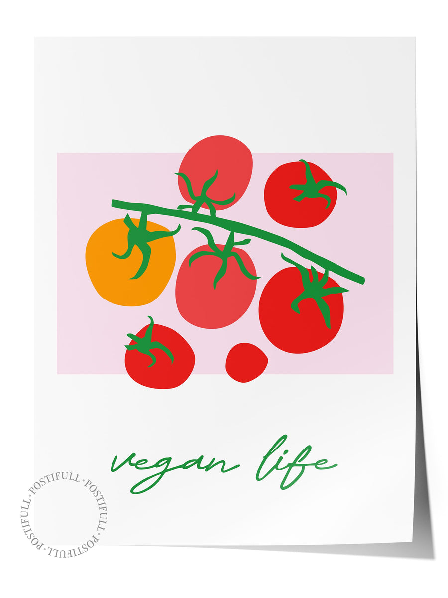 vegan life Tropikal İllustrasyon Çerçevesiz Poster