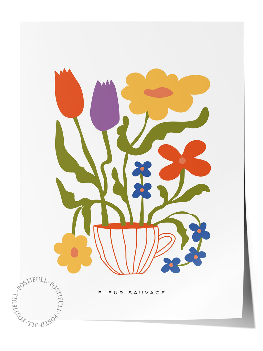 Fleur Sauvage Tropikal İllustrasyon Çerçevesiz Poster