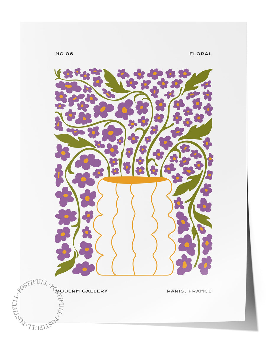 Çiçek Motifli Vazo Tropikal İllustrasyon Çerçevesiz Poster