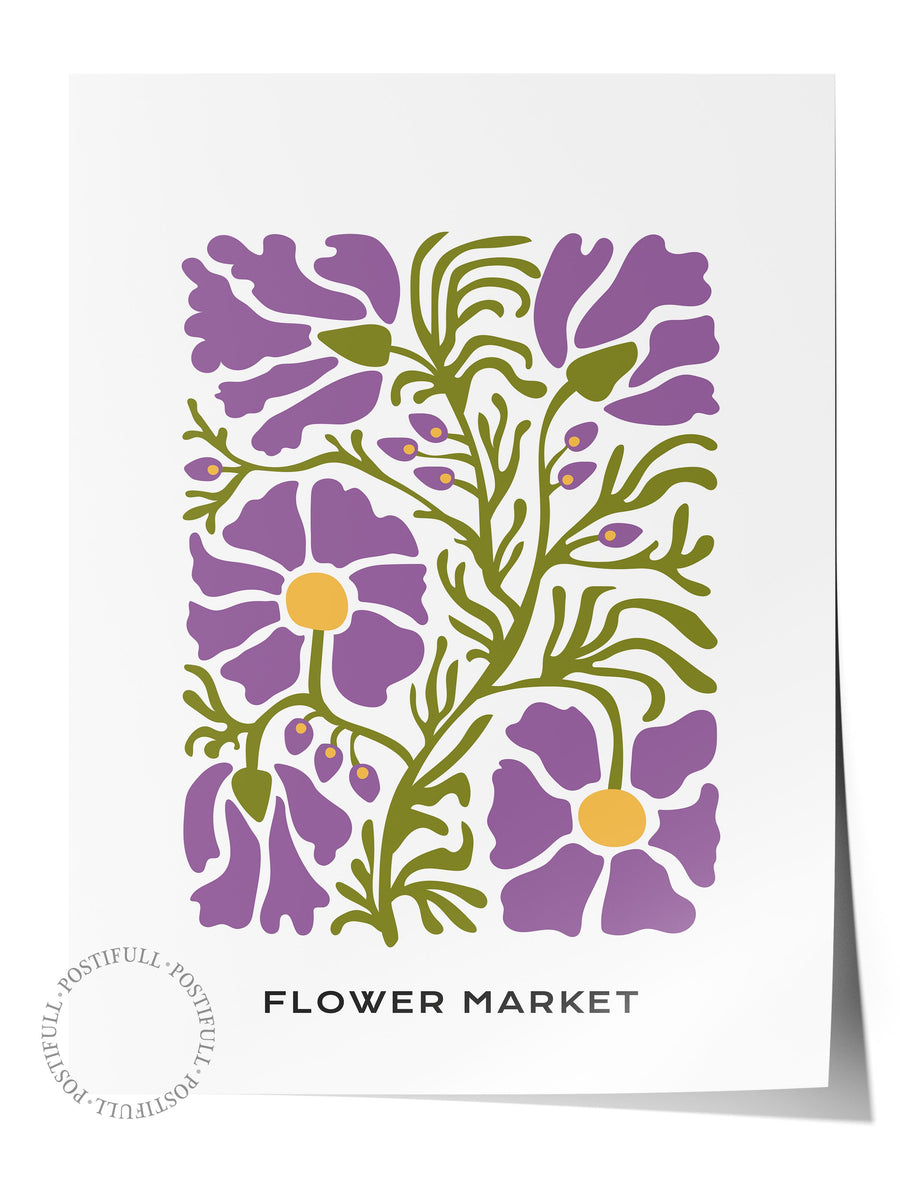 Farklı Tonlarda Flower Market Tropikal İllustrasyon Çerçevesiz Poster
