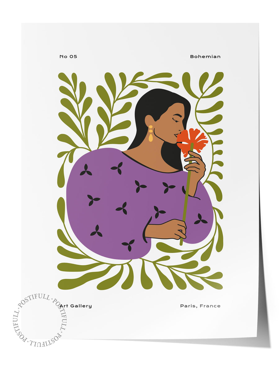 Farklı Tonlarda Bohemian Tropikal İllustrasyon Çerçevesiz Poster