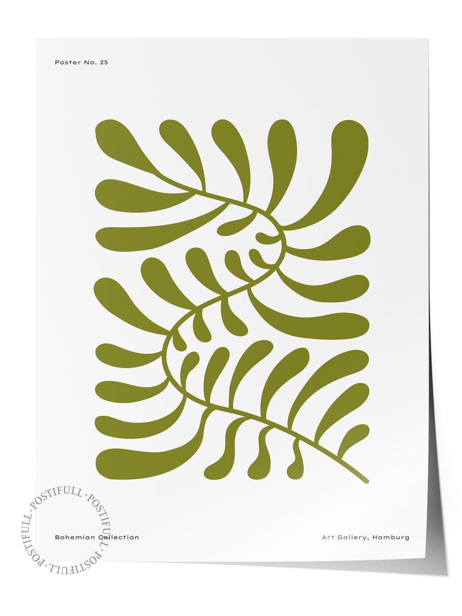 Soyut Yaprak Deseni Tropikal İllustrasyon Çerçevesiz Poster