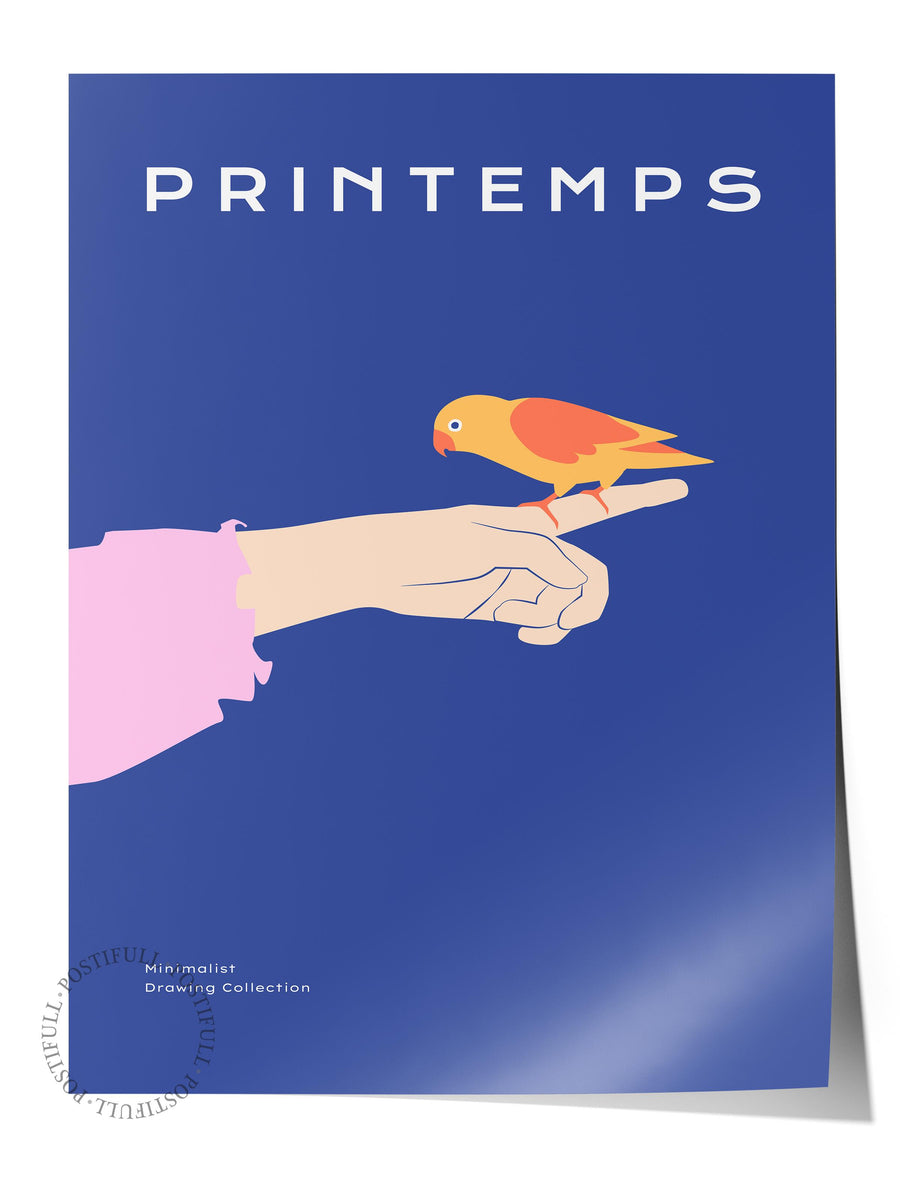 Farklı Tonlarda PRINTEMPS Tropikal İllustrasyon Çerçevesiz Poster