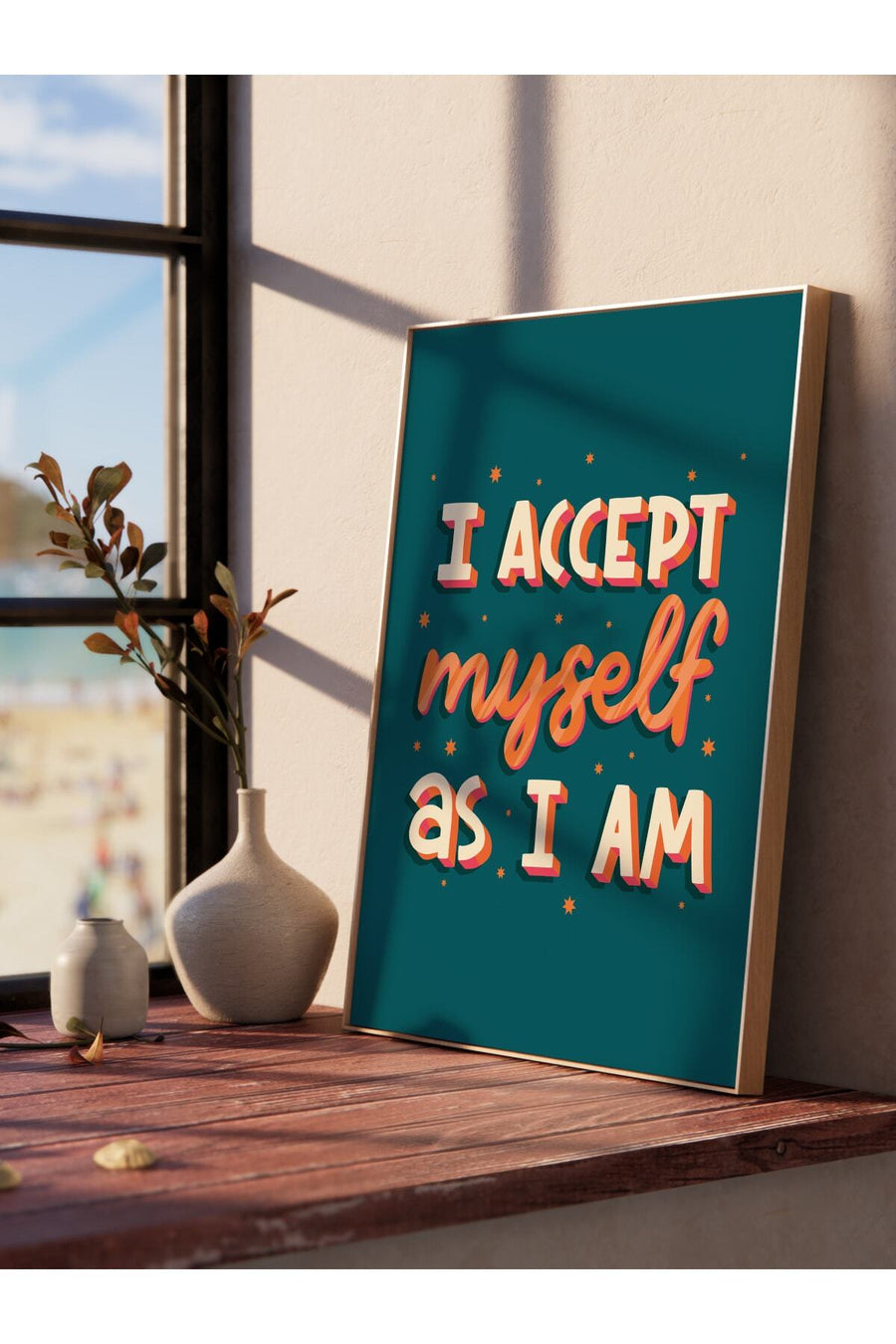 I ACCEPT myself as I AM Yazı Sanatı Çerçevesiz Poster