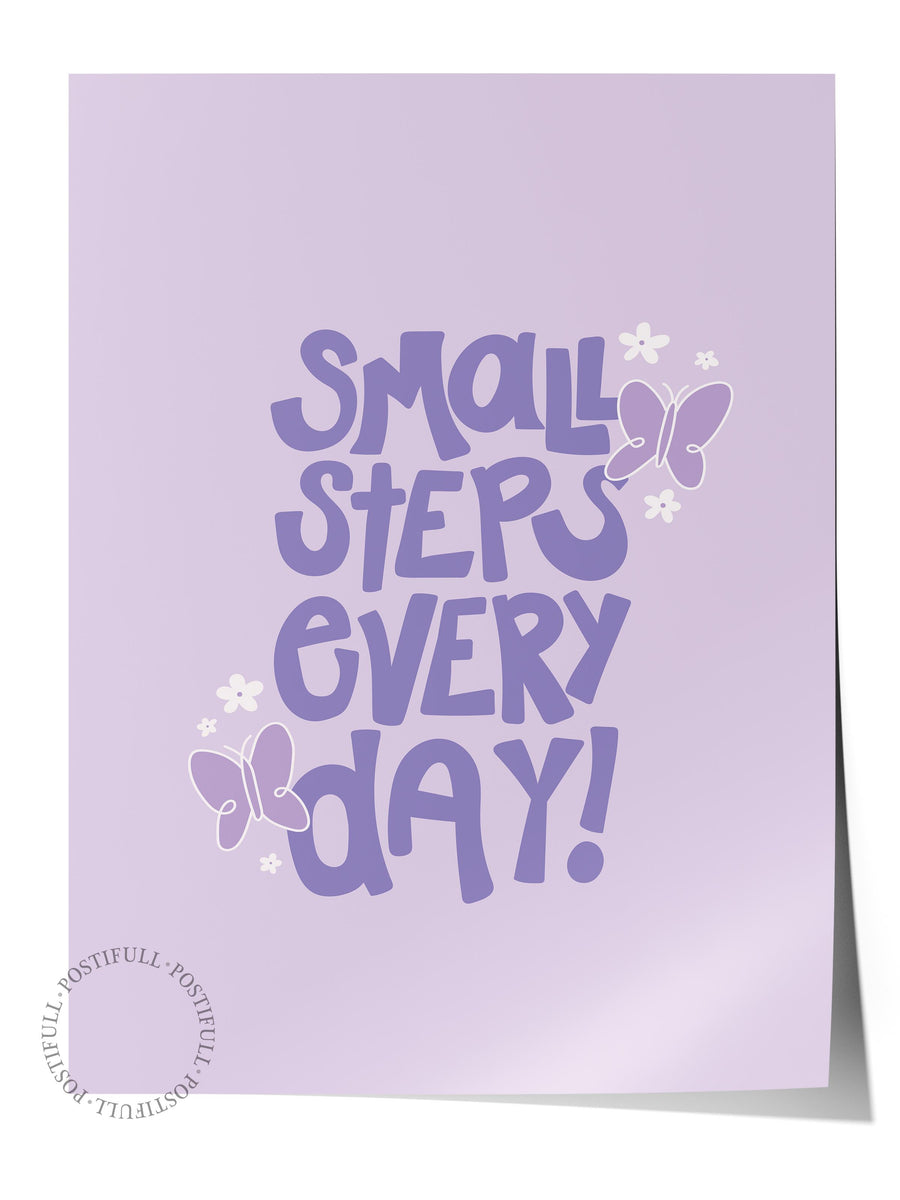 Small Steps Every Day! Yazı Sanatı Çerçevesiz Poster