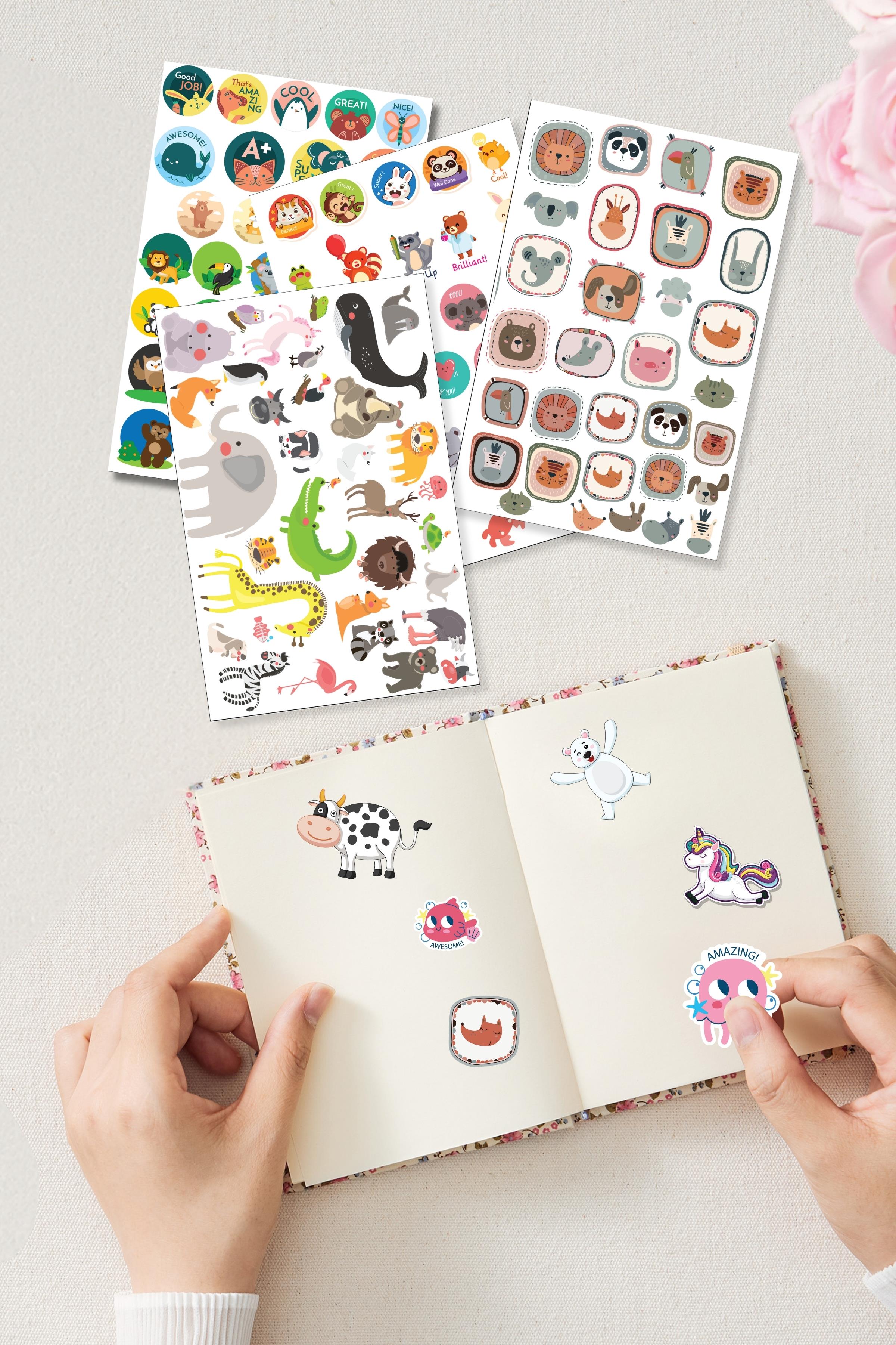 Etiket Seti, 500 Sticker, 16 Sayfa Sticker Book, Bullet Journal, Günlük, Laptop, Telefon Uyumlu