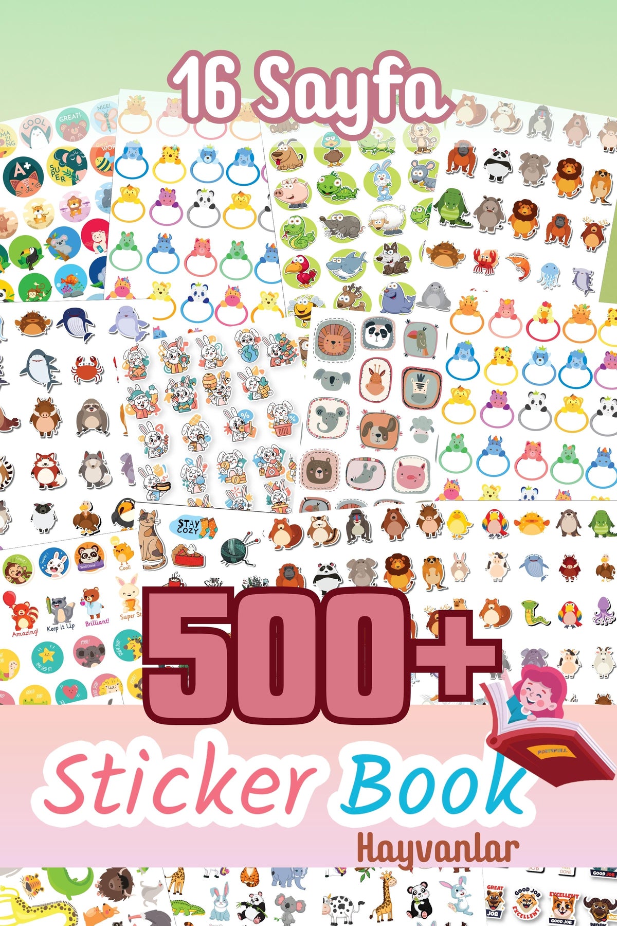 Etiket Seti, 500 Sticker, 16 Sayfa Sticker Book, Bullet Journal, Günlü