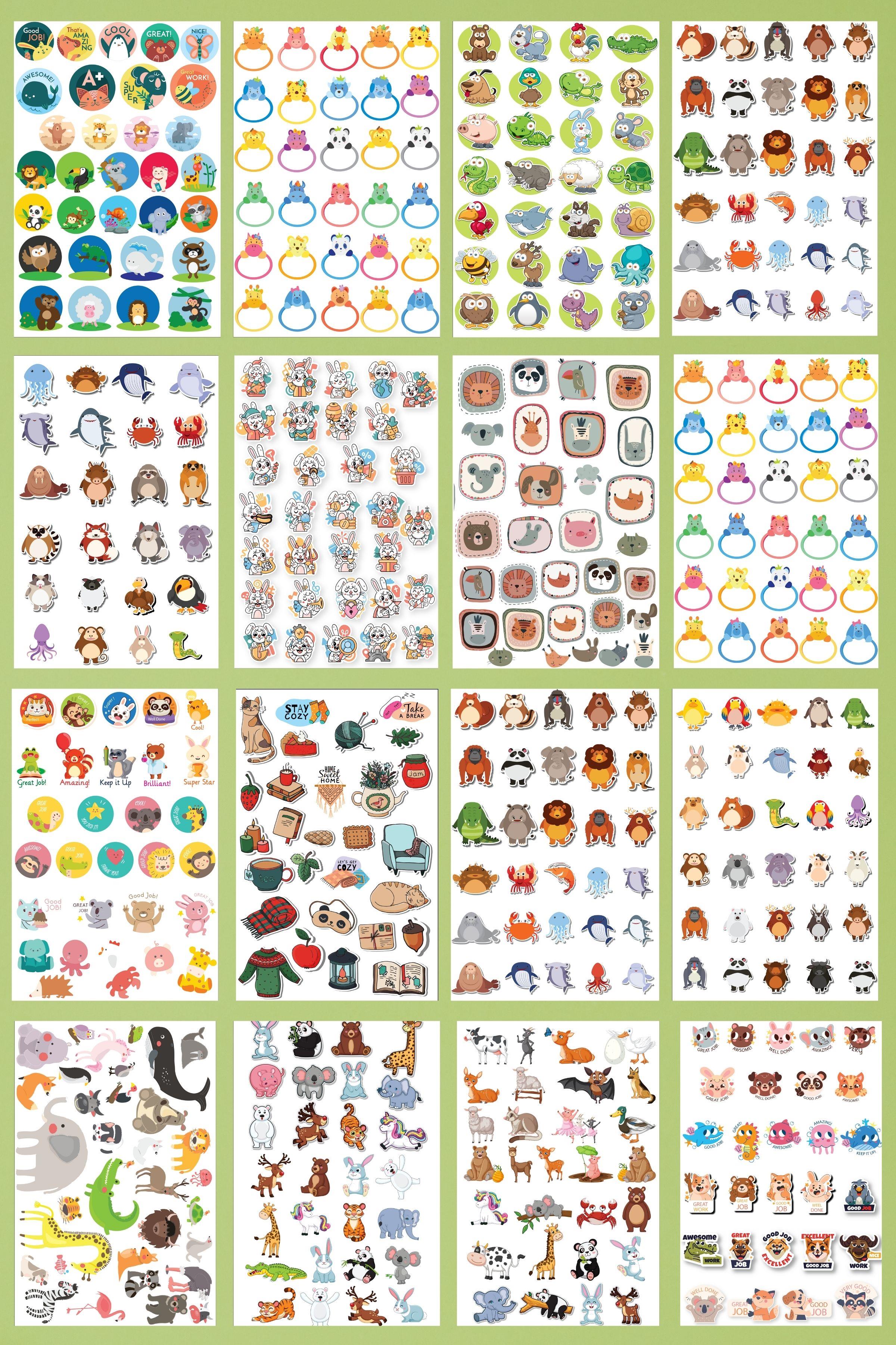 Etiket Seti, 500 Sticker, 16 Sayfa Sticker Book, Bullet Journal, Günlük, Laptop, Telefon Uyumlu
