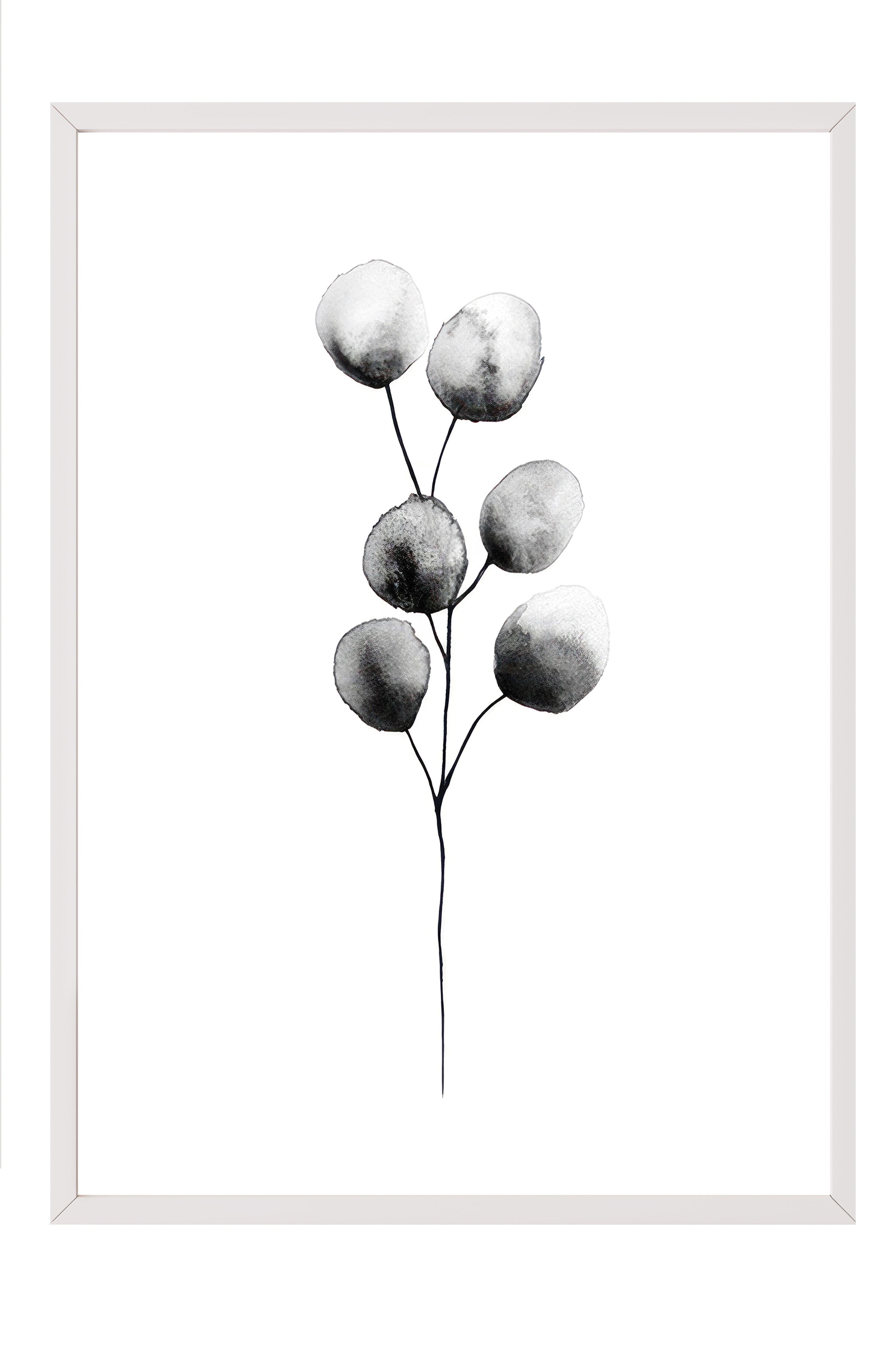 Eucalyptus Watercolour Beyaz Çerçeveli Tablo, Duvar Tablosu Comfort Serisi NO:108519