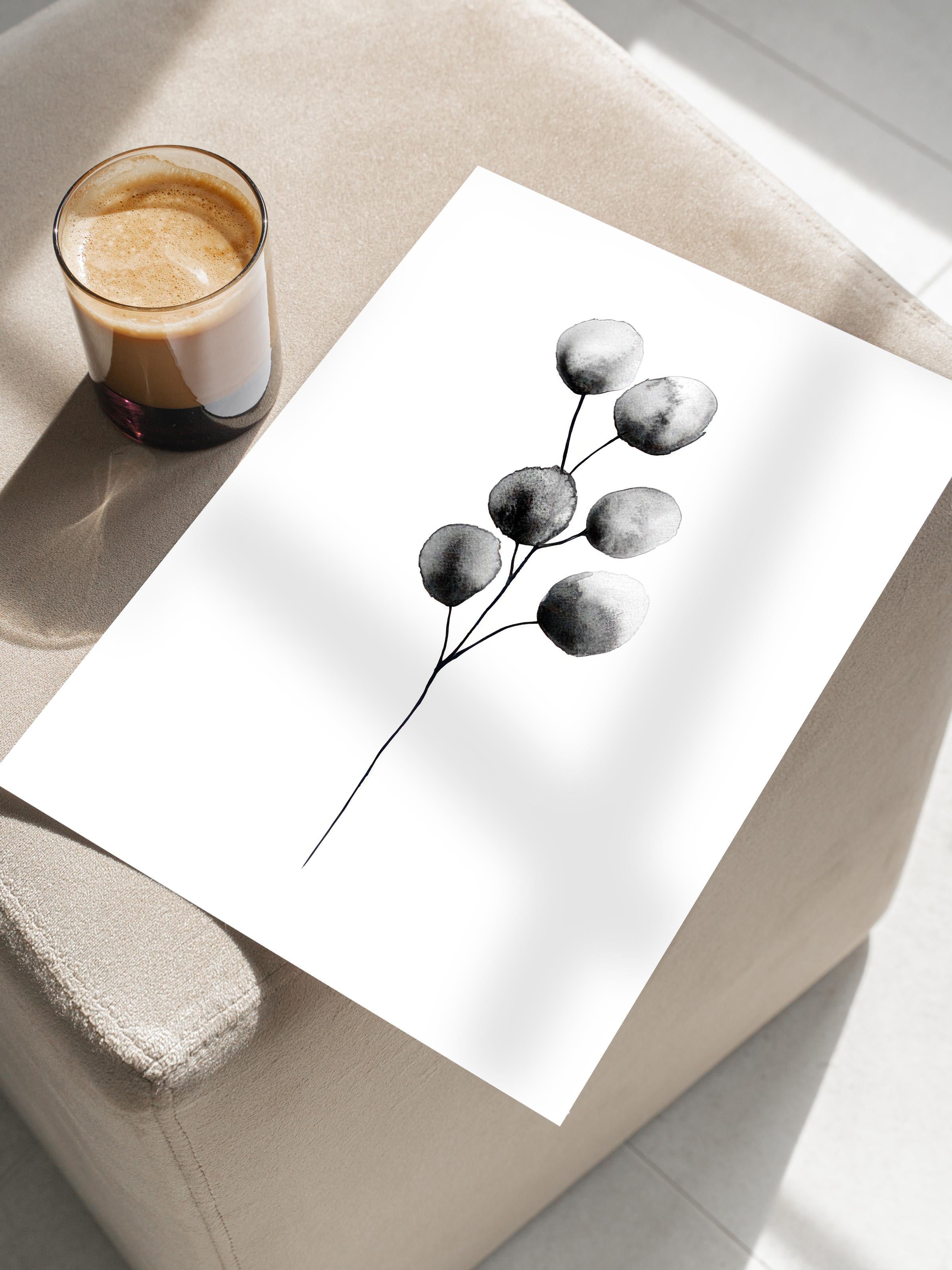 Eucalyptus Watercolour Poster, Dikey Duvar Tablosu Comfort Serisi NO:108519