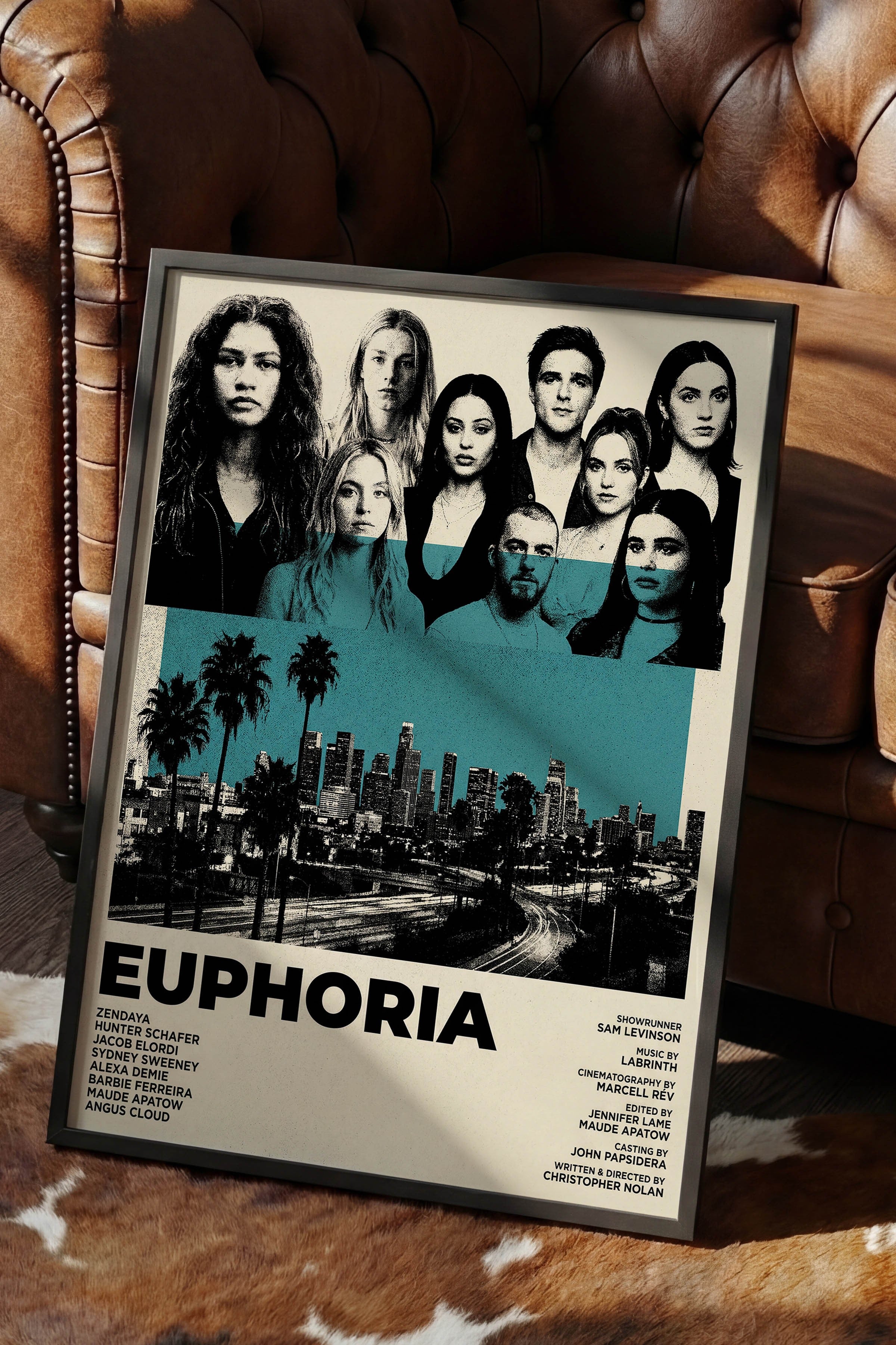 Euphoria Siyah Çerçeveli Poster, Sinema ve Dizi Tablo, Film Dizi Afişleri NO:112791