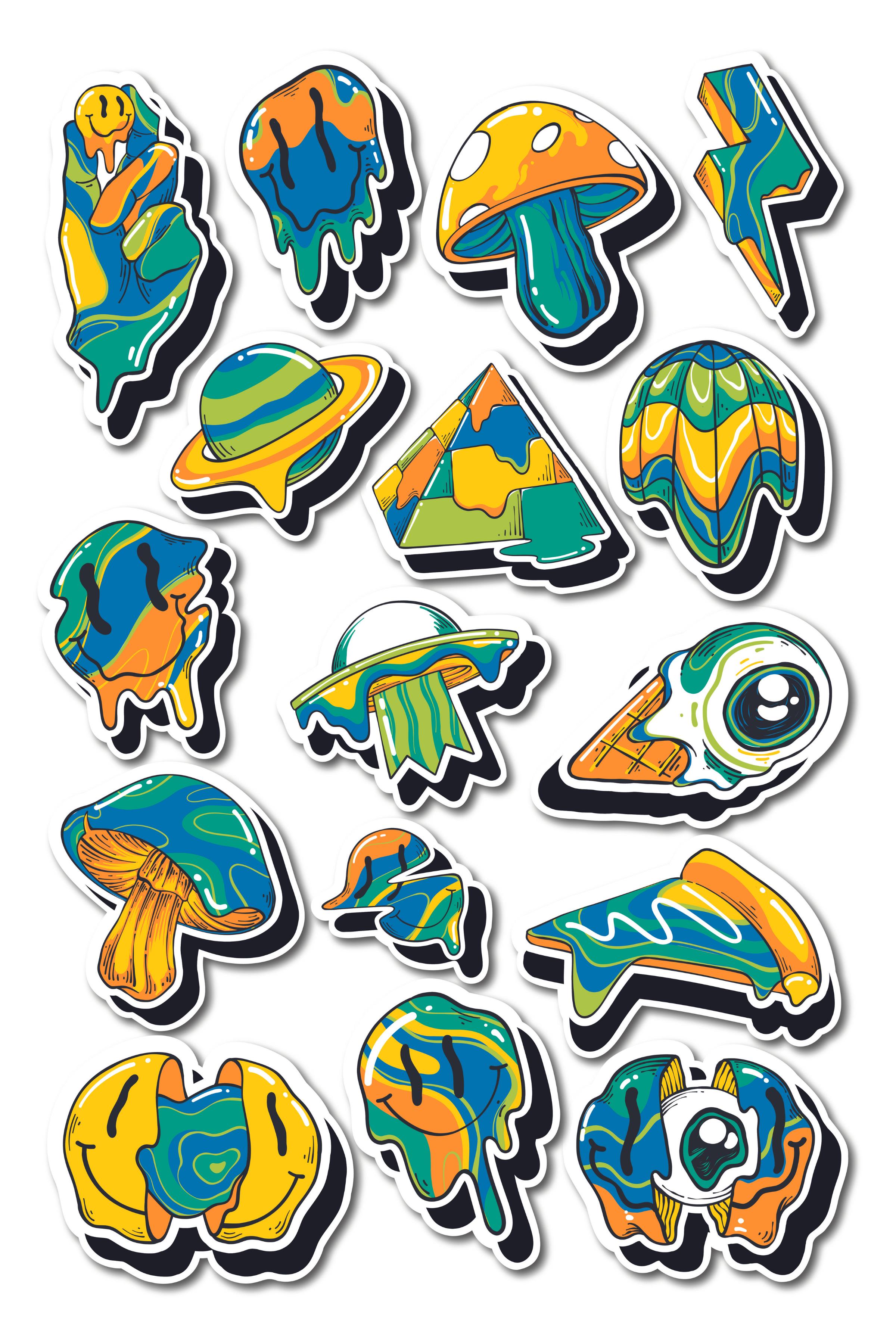 Fantastic Temalı Sticker ve Etiket Seti - Orta Boy - Su Geçirmez, Kalın Yapışkanlı Sticker Seti