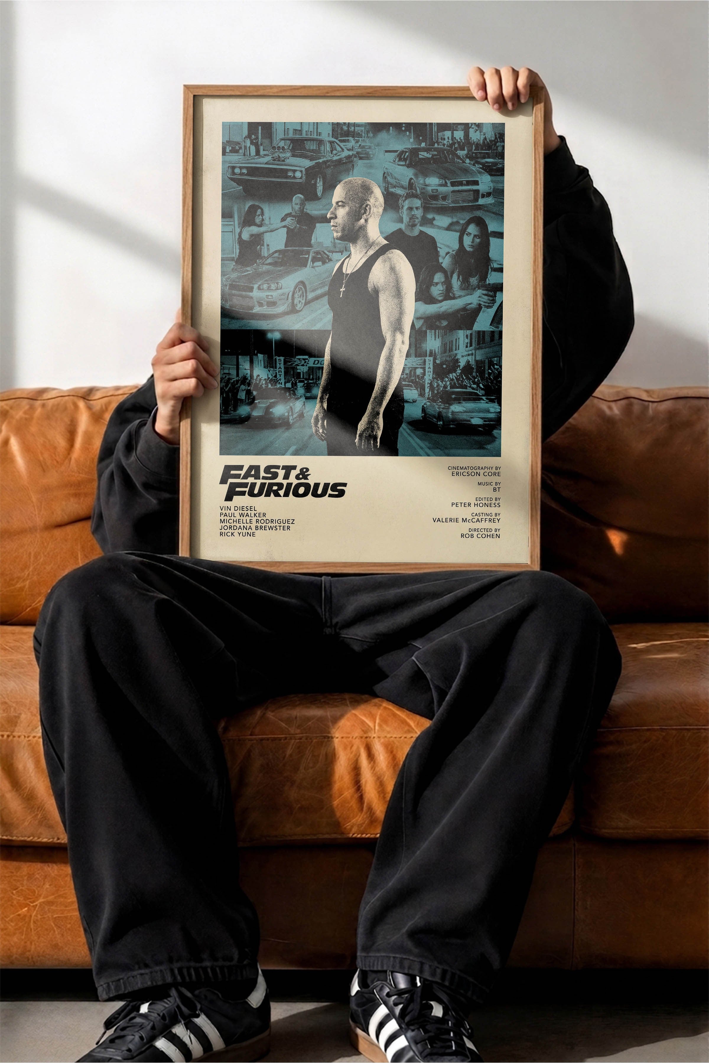 Fast & Furious Ahşap Çerçeveli Poster, Sinema ve Dizi Tablo, Film Dizi Afişleri NO:112835