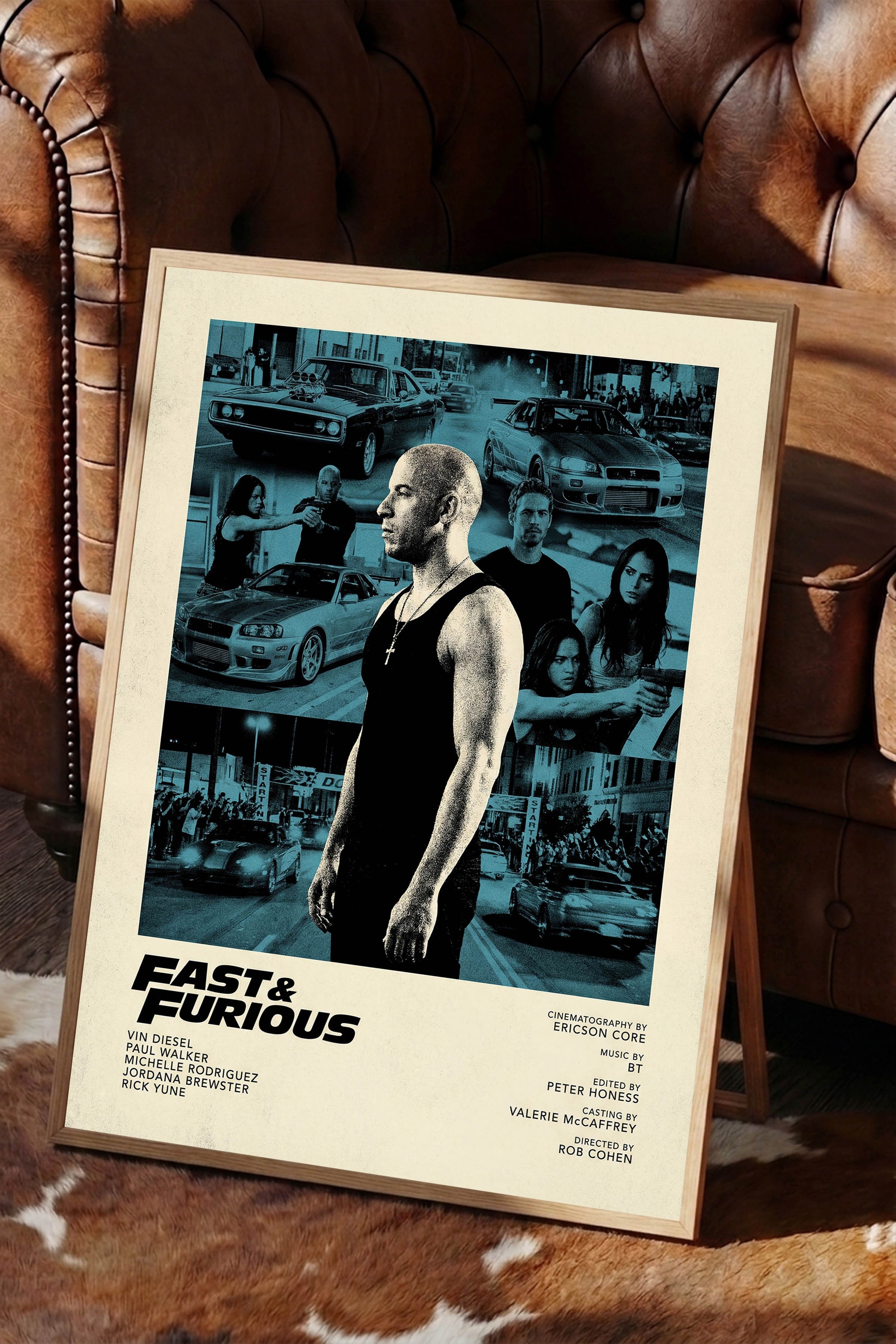 Fast & Furious Ahşap Çerçeveli Poster, Sinema ve Dizi Tablo, Film Dizi Afişleri NO:112835