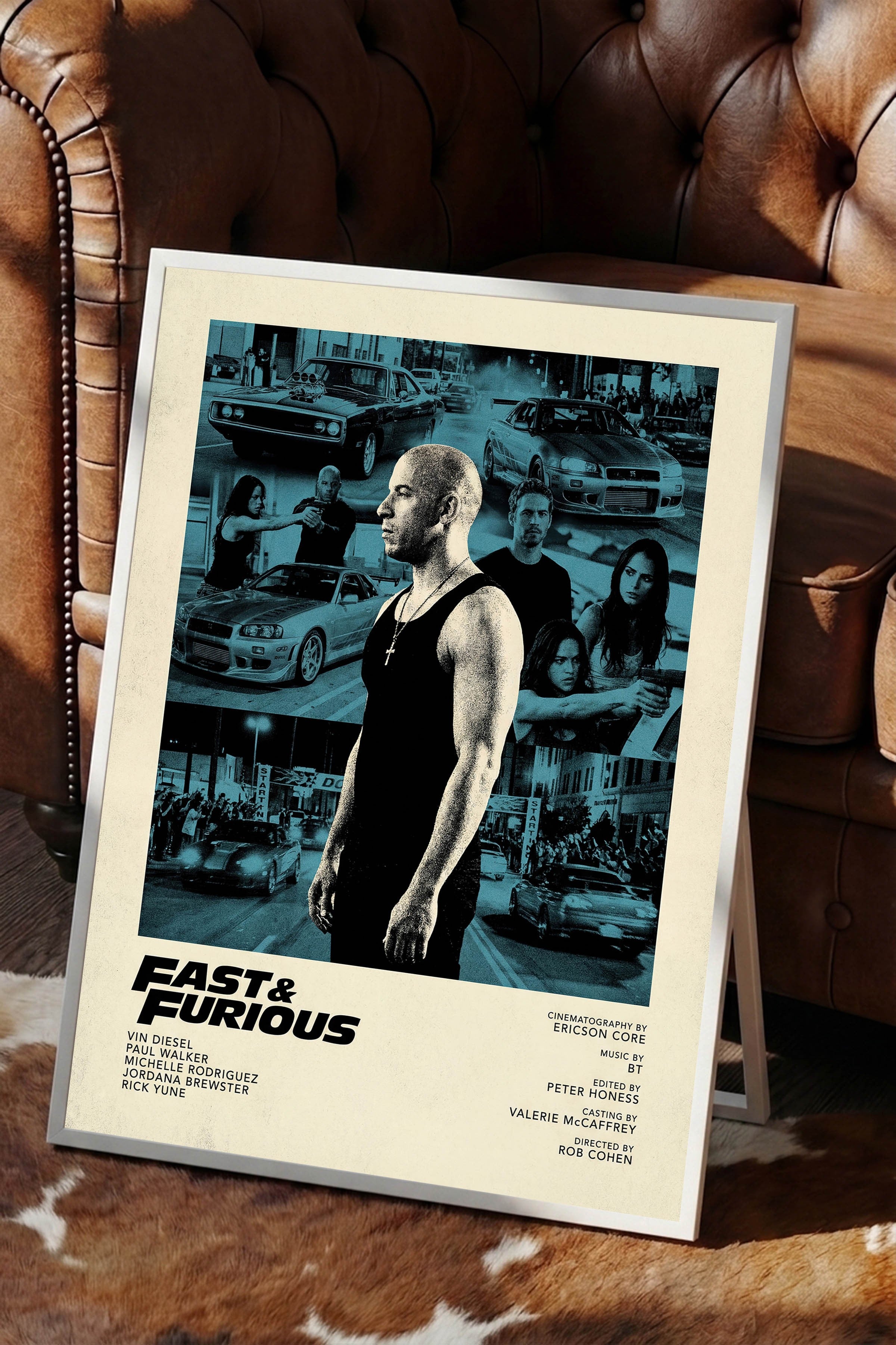 Fast & Furious Beyaz Çerçeveli Poster, Sinema ve Dizi Tablo, Film Dizi Afişleri NO:112835
