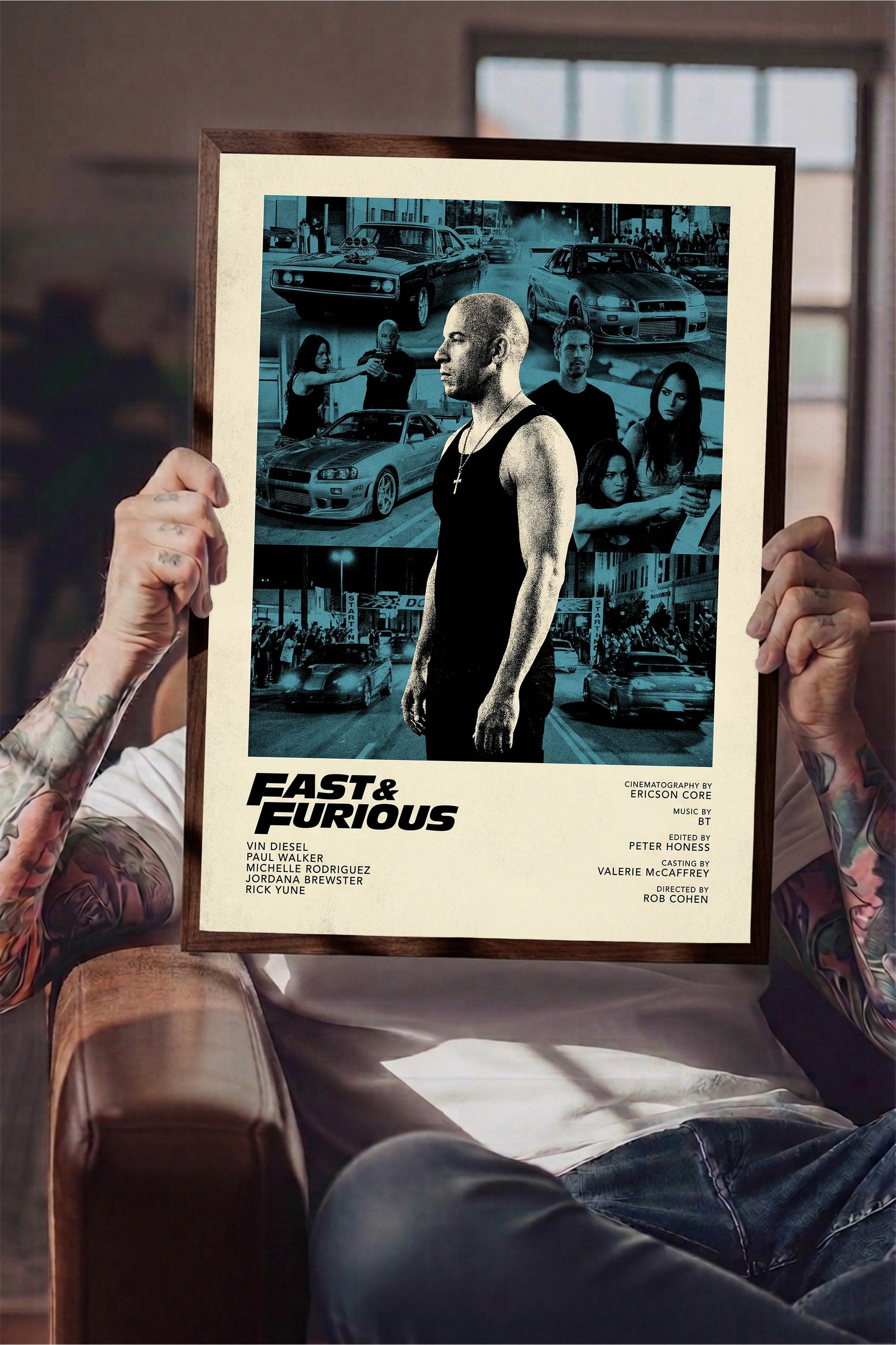 Fast & Furious Kahverengi Çerçeveli Poster, Sinema ve Dizi Tablo, Film Dizi Afişleri NO:112835