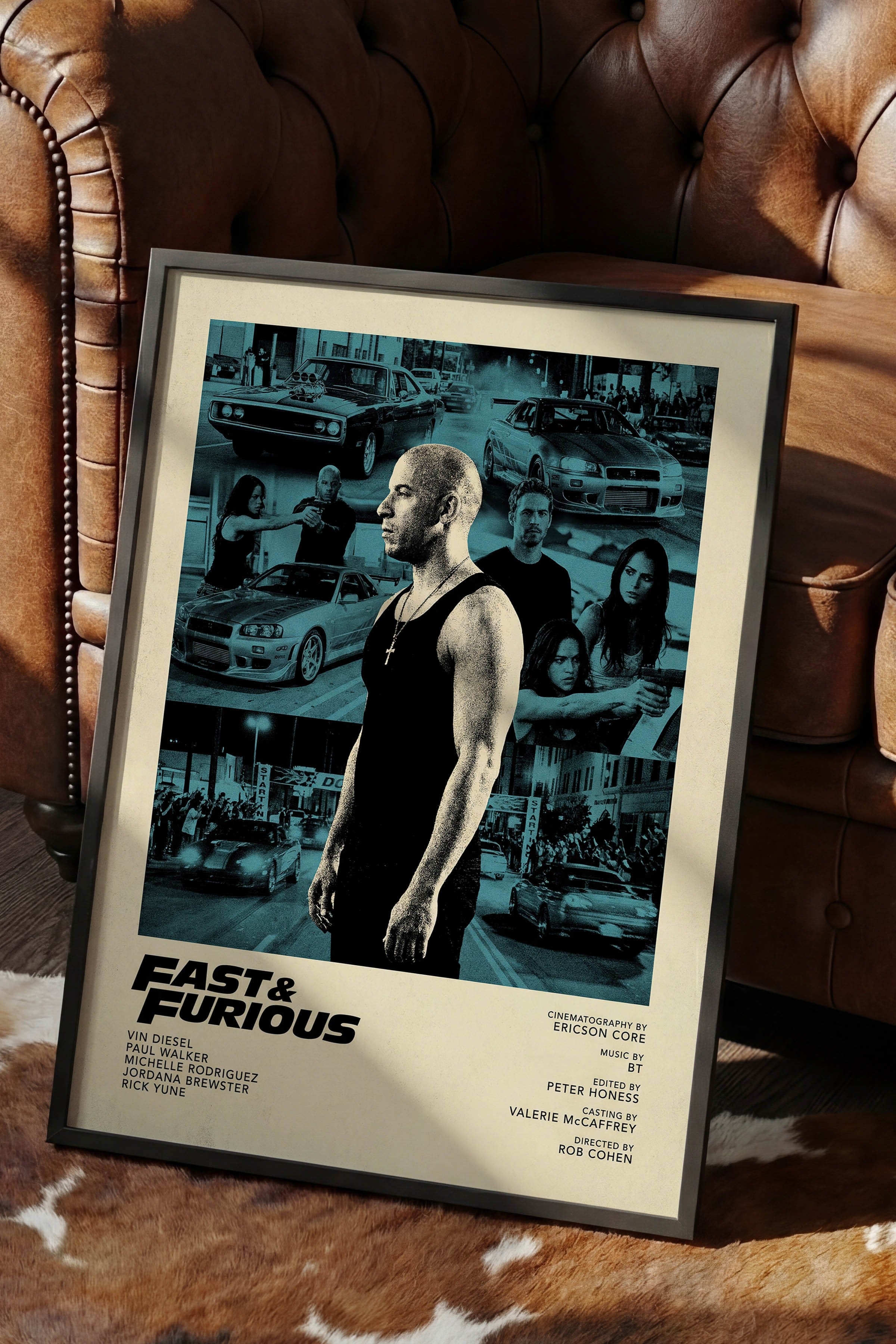 Fast & Furious Siyah Çerçeveli Poster, Sinema ve Dizi Tablo, Film Dizi Afişleri NO:112835