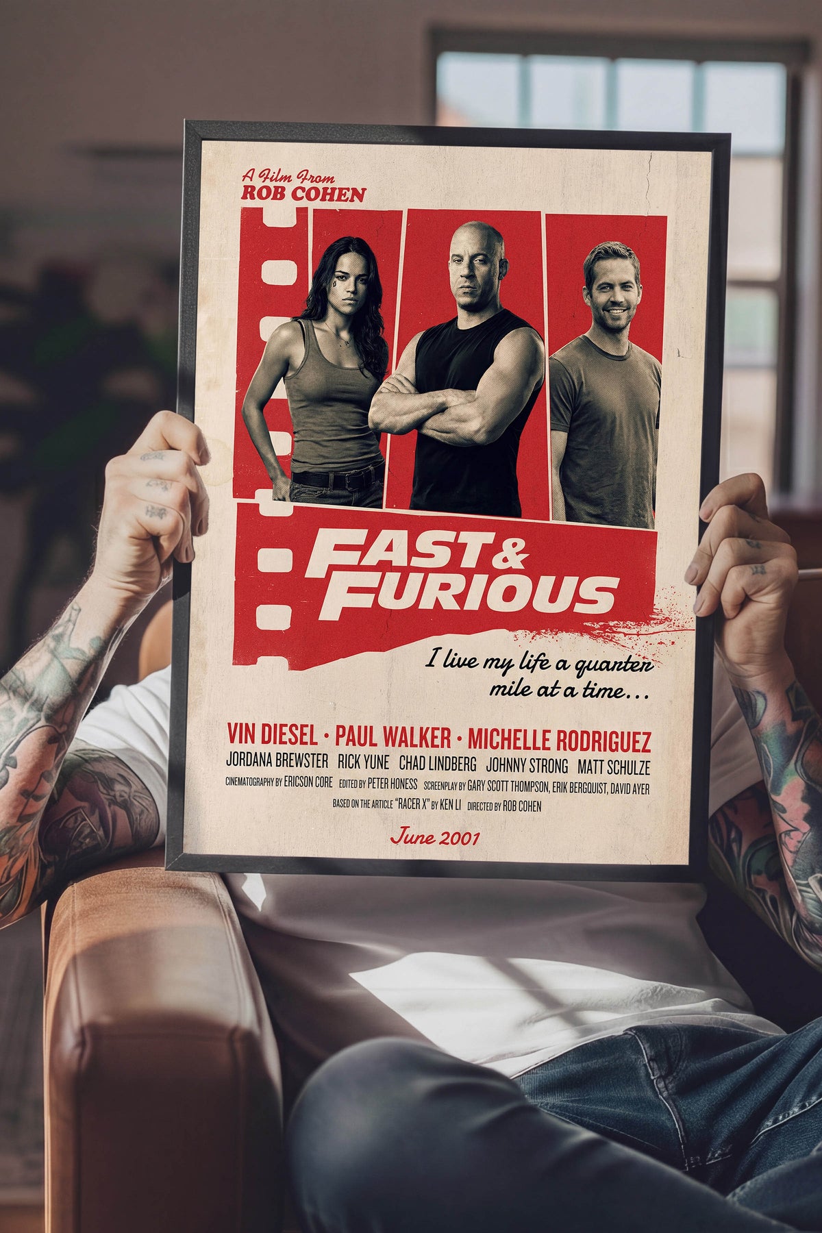Fast & Furious Siyah Çerçeveli Poster, Sinema ve Dizi Tablo, Film Dizi Afişleri NO:112910