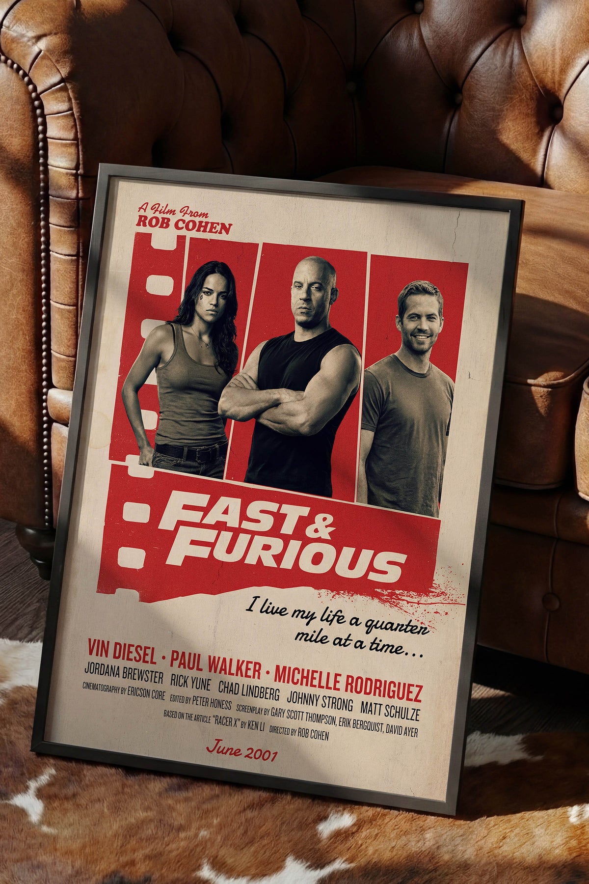 Fast & Furious Siyah Çerçeveli Poster, Sinema ve Dizi Tablo, Film Dizi Afişleri NO:112910