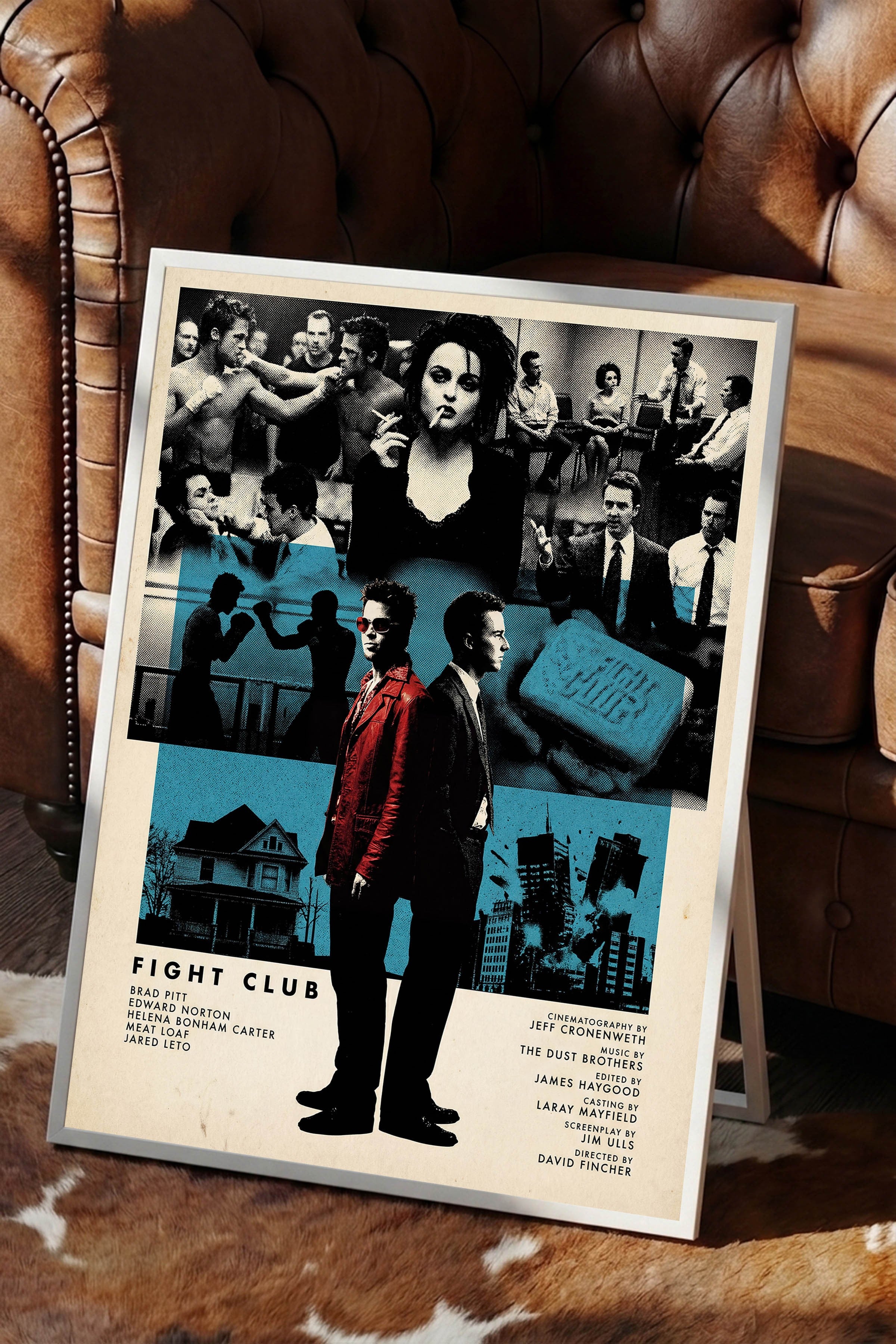 Fight Club Beyaz Çerçeveli Poster, Sinema ve Dizi Tablo, Film Dizi Afişleri NO:112822