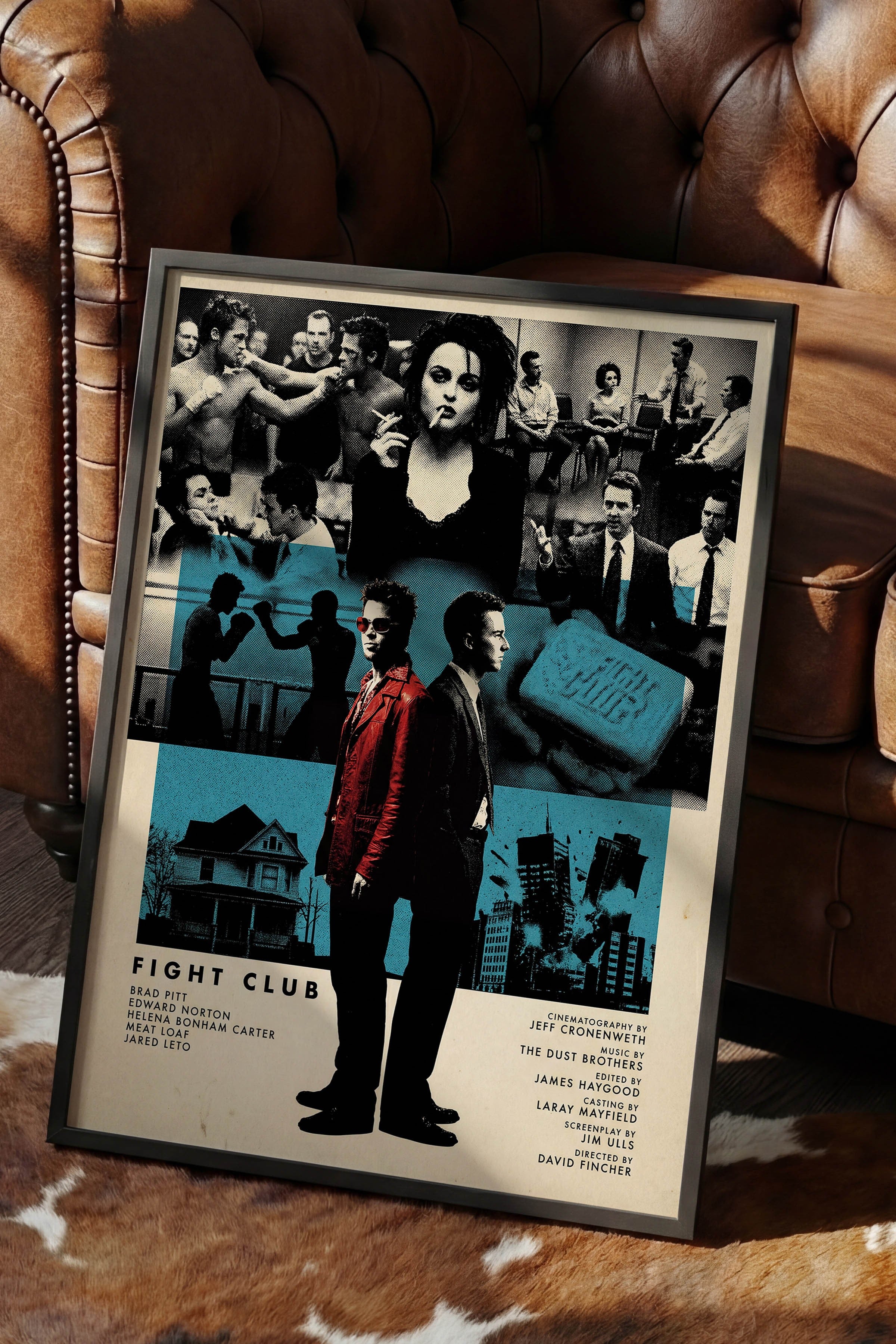 Fight Club Siyah Çerçeveli Poster, Sinema ve Dizi Tablo, Film Dizi Afişleri NO:112822