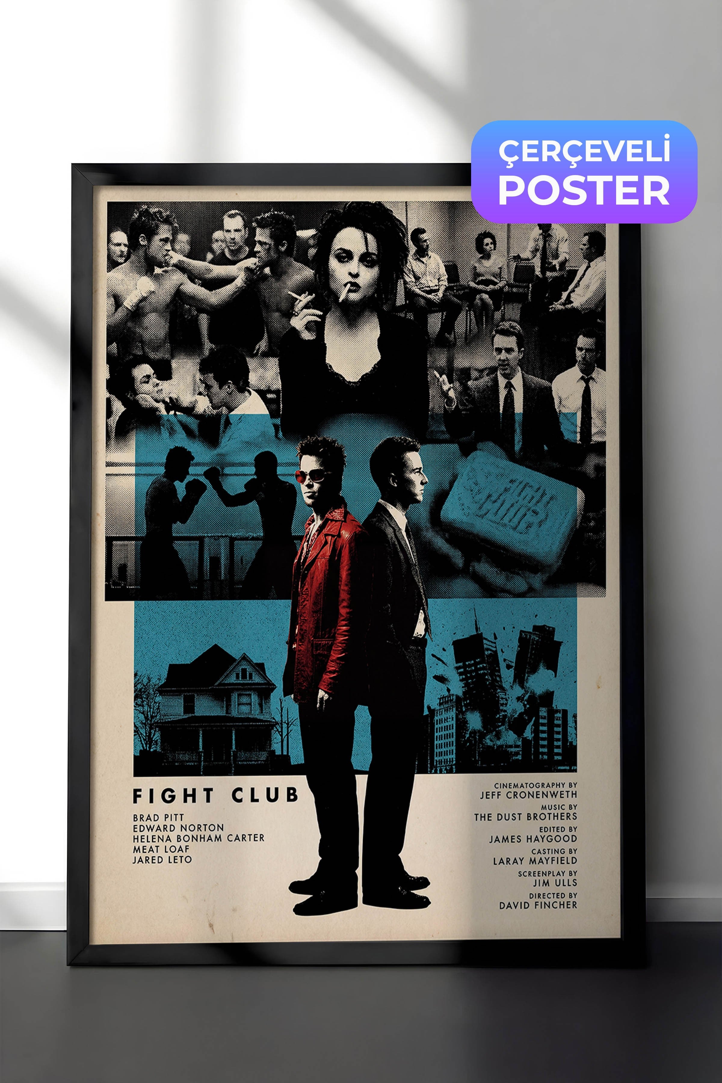 Fight Club Siyah Çerçeveli Poster, Sinema ve Dizi Tablo, Film Dizi Afişleri NO:112822