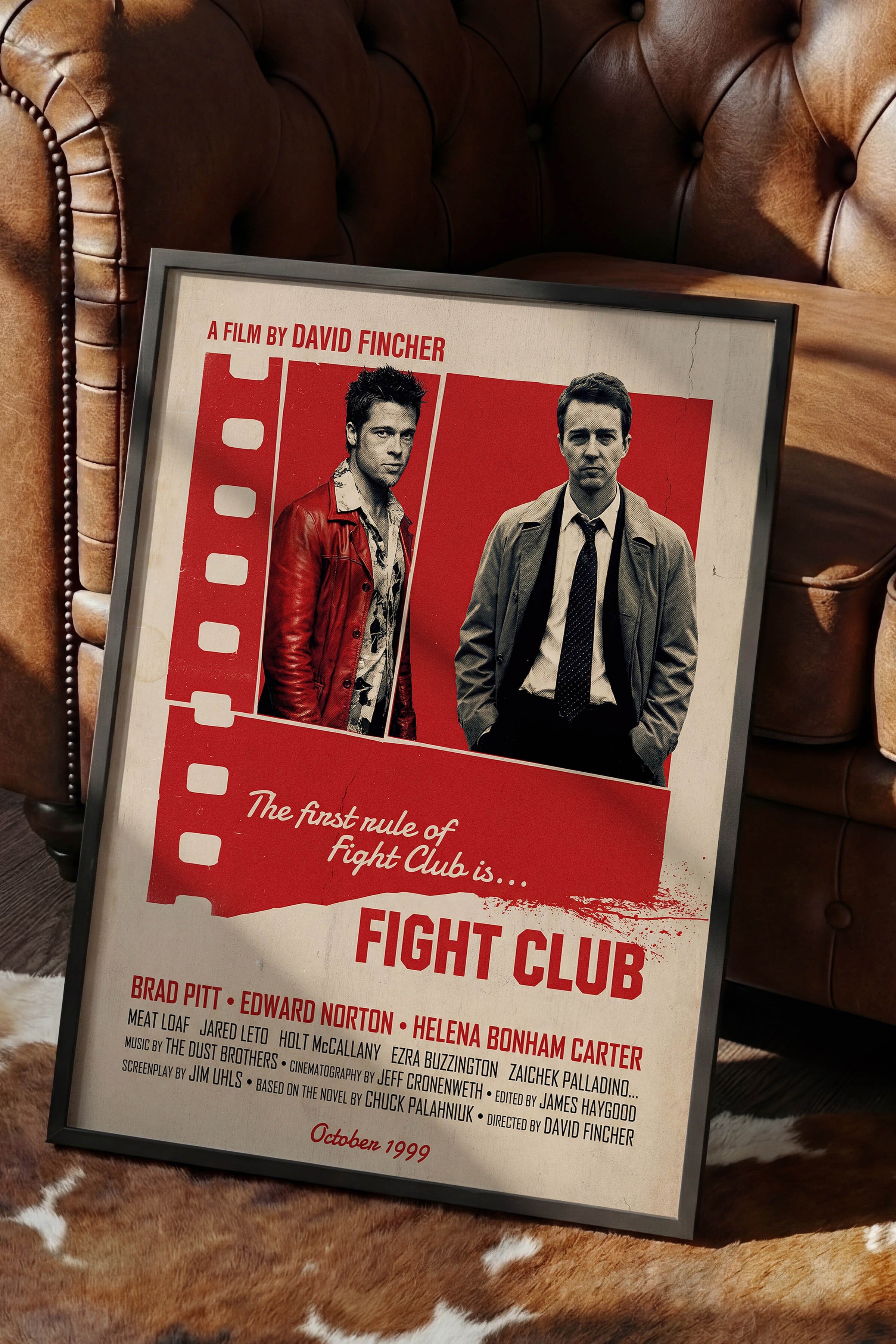 Fight Club Siyah Çerçeveli Poster, Sinema ve Dizi Tablo, Film Dizi Afişleri NO:112900