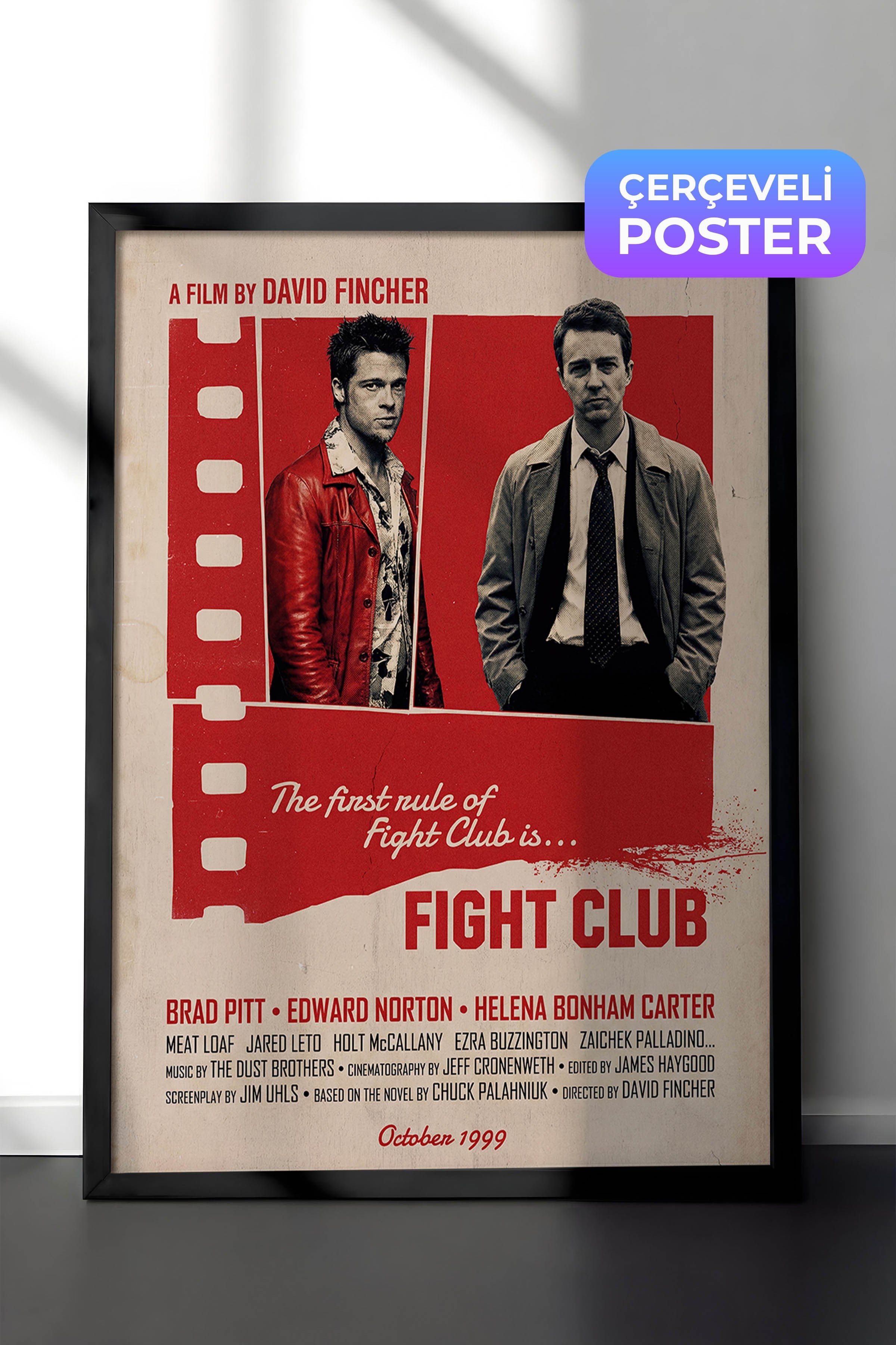 Fight Club Siyah Çerçeveli Poster, Sinema ve Dizi Tablo, Film Dizi Afişleri NO:112900