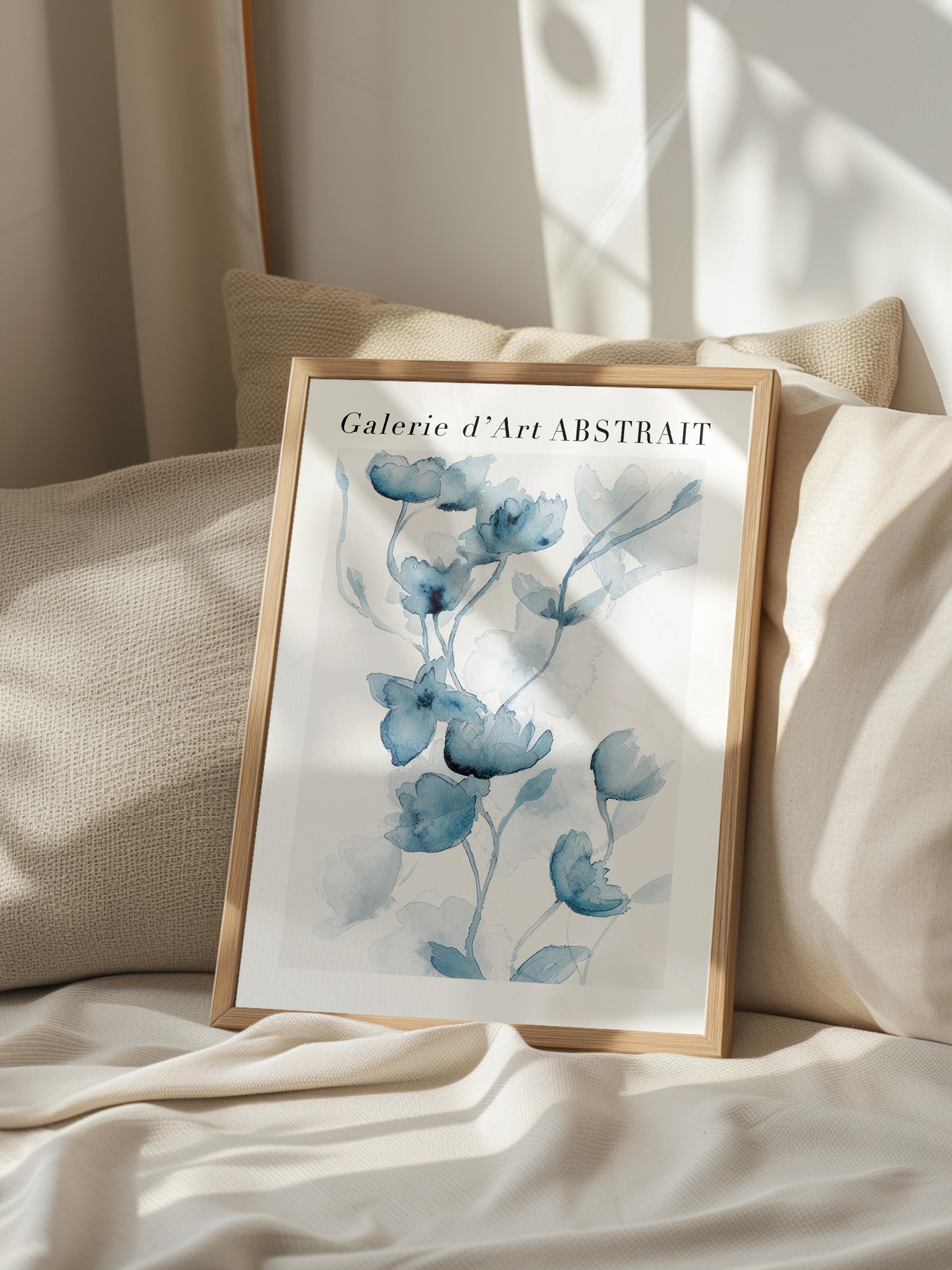Fleurs Bleues No1 Çerçeveli Tablo, Ahşap Çerçeve ve Poster, Duvar Tablosu Comfort Serisi NO:108540