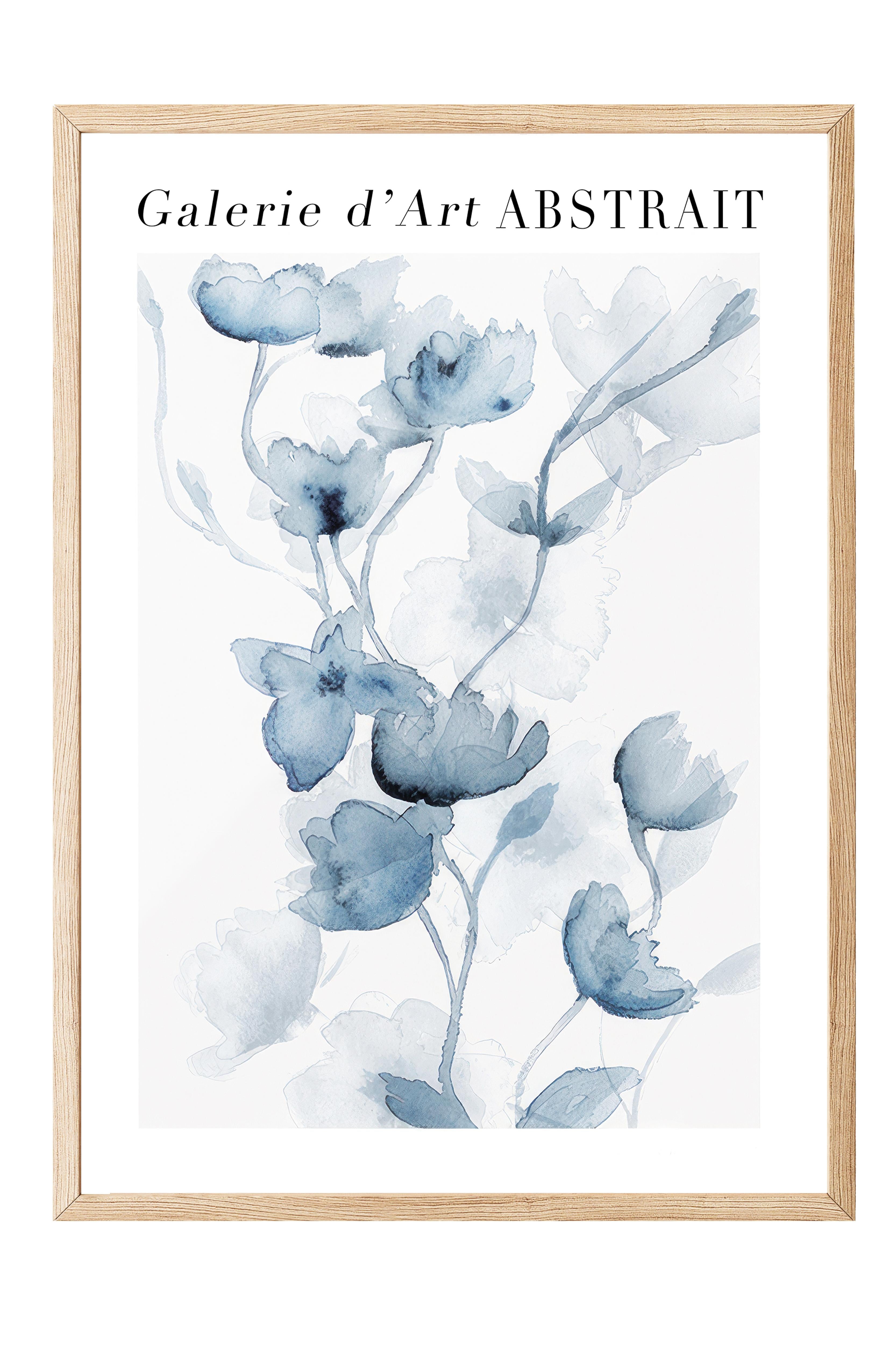 Fleurs Bleues No1 Çerçeveli Tablo, Ahşap Çerçeve ve Poster, Duvar Tablosu Comfort Serisi NO:108540