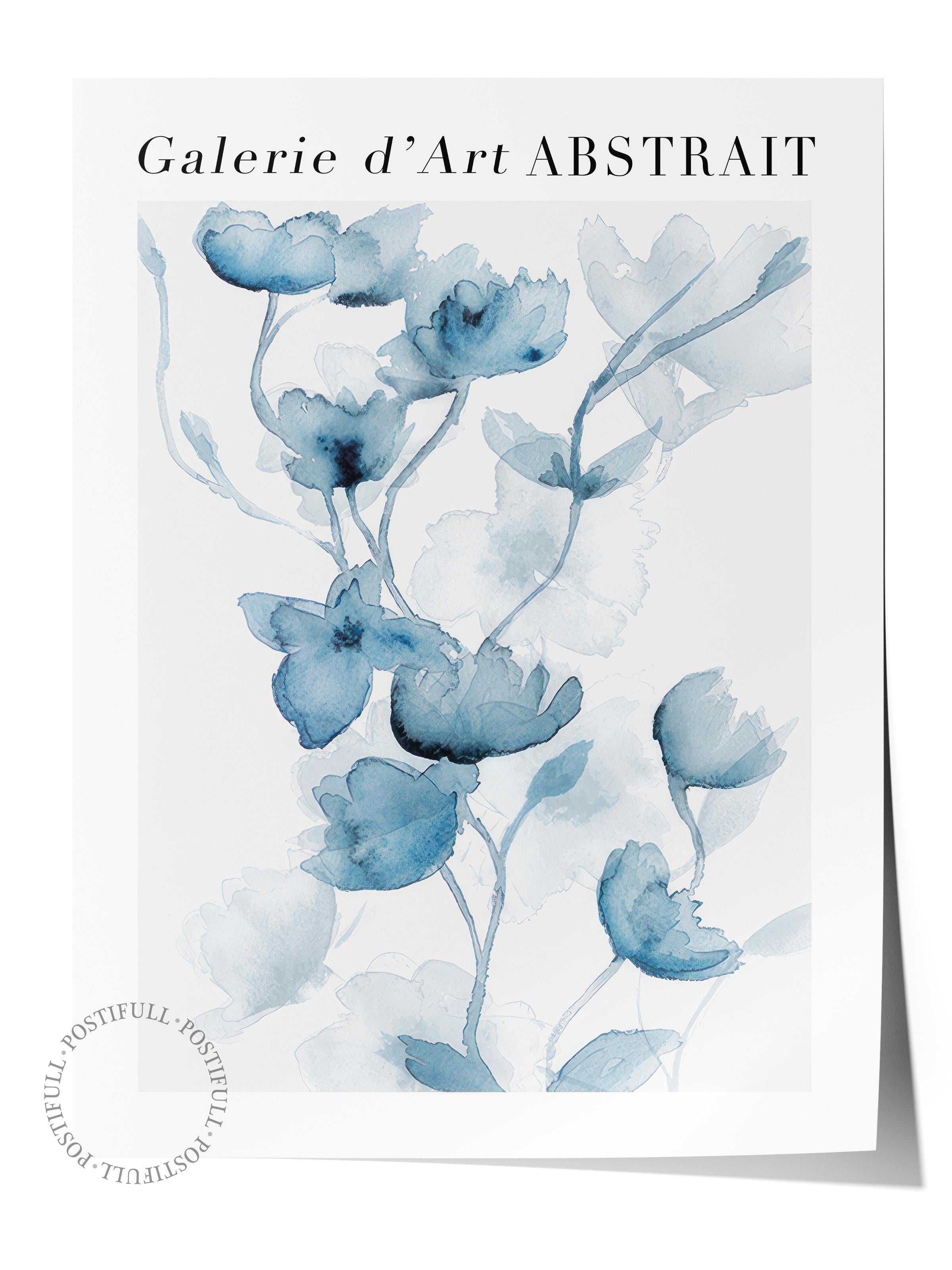 Fleurs Bleues No1 Poster, Çerçevesiz Duvar Posteri, Dikey Duvar Tablosu Comfort Serisi NO:108540