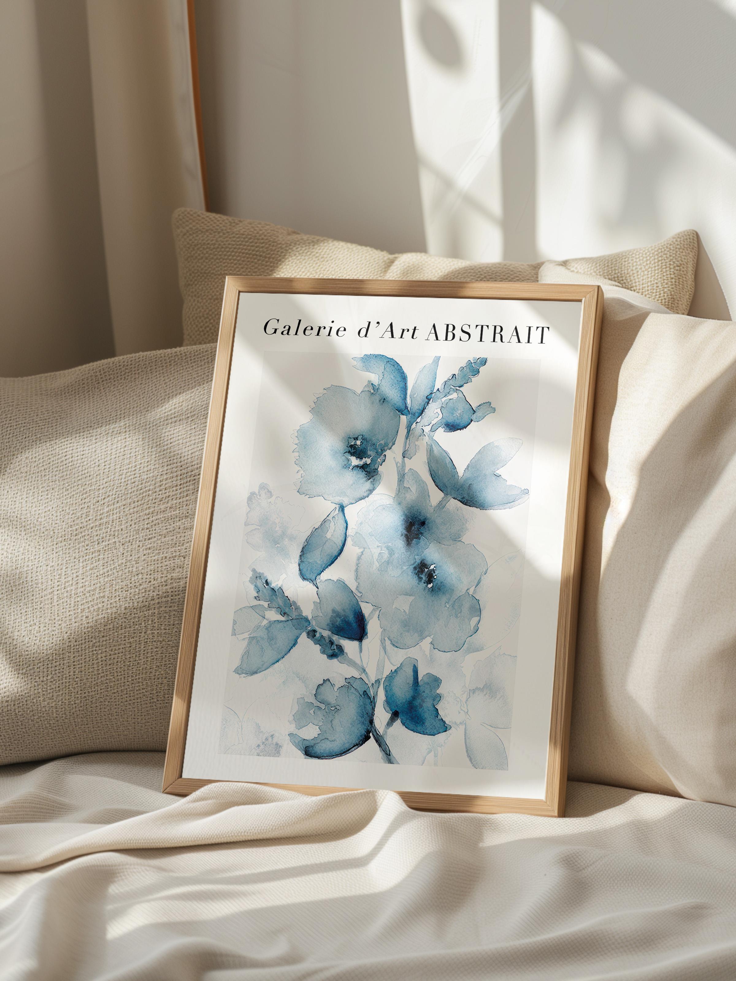 Fleurs Bleues No2 Çerçeveli Tablo, Ahşap Çerçeve ve Poster, Duvar Tablosu Comfort Serisi NO:108541