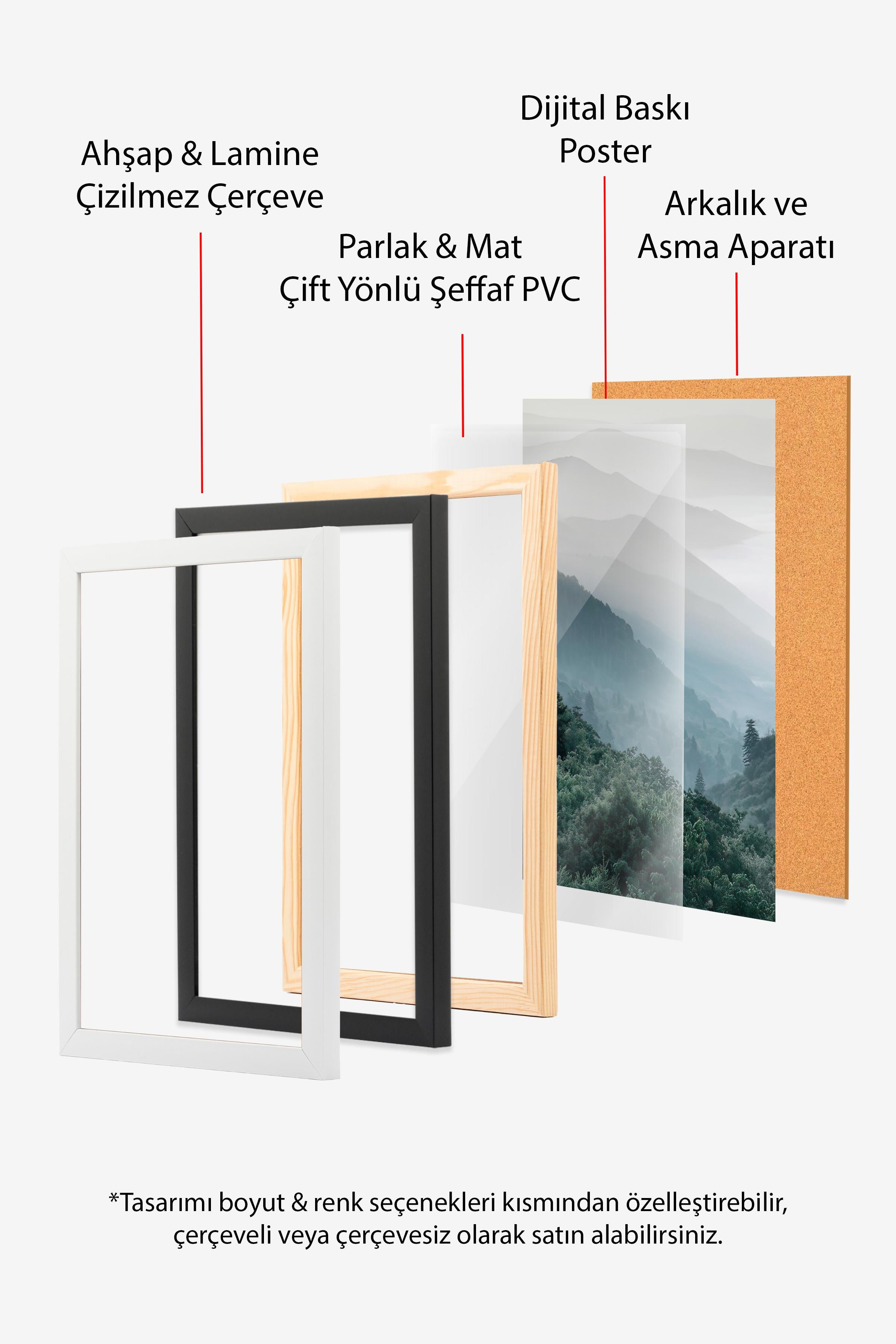 Forest hills Çerçeveli Tablo, Beyaz Çerçeve ve Poster, Dikey Duvar Tablosu Comfort Serisi NO:108364