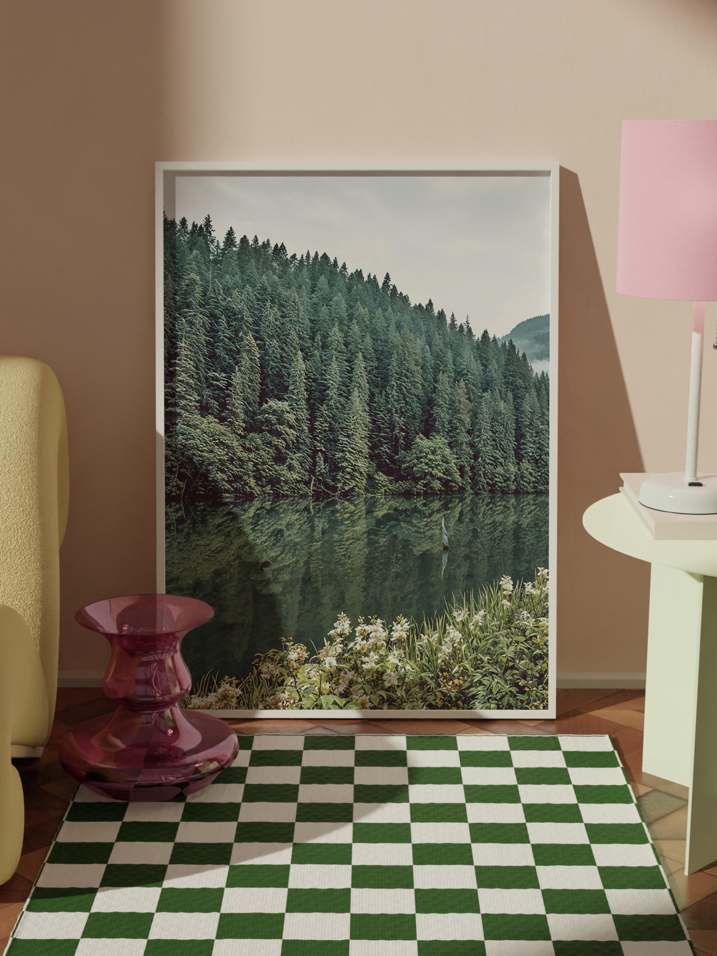 Forest Landscape No1 Beyaz Çerçeveli Tablo, Duvar Tablosu Comfort Serisi NO:108397