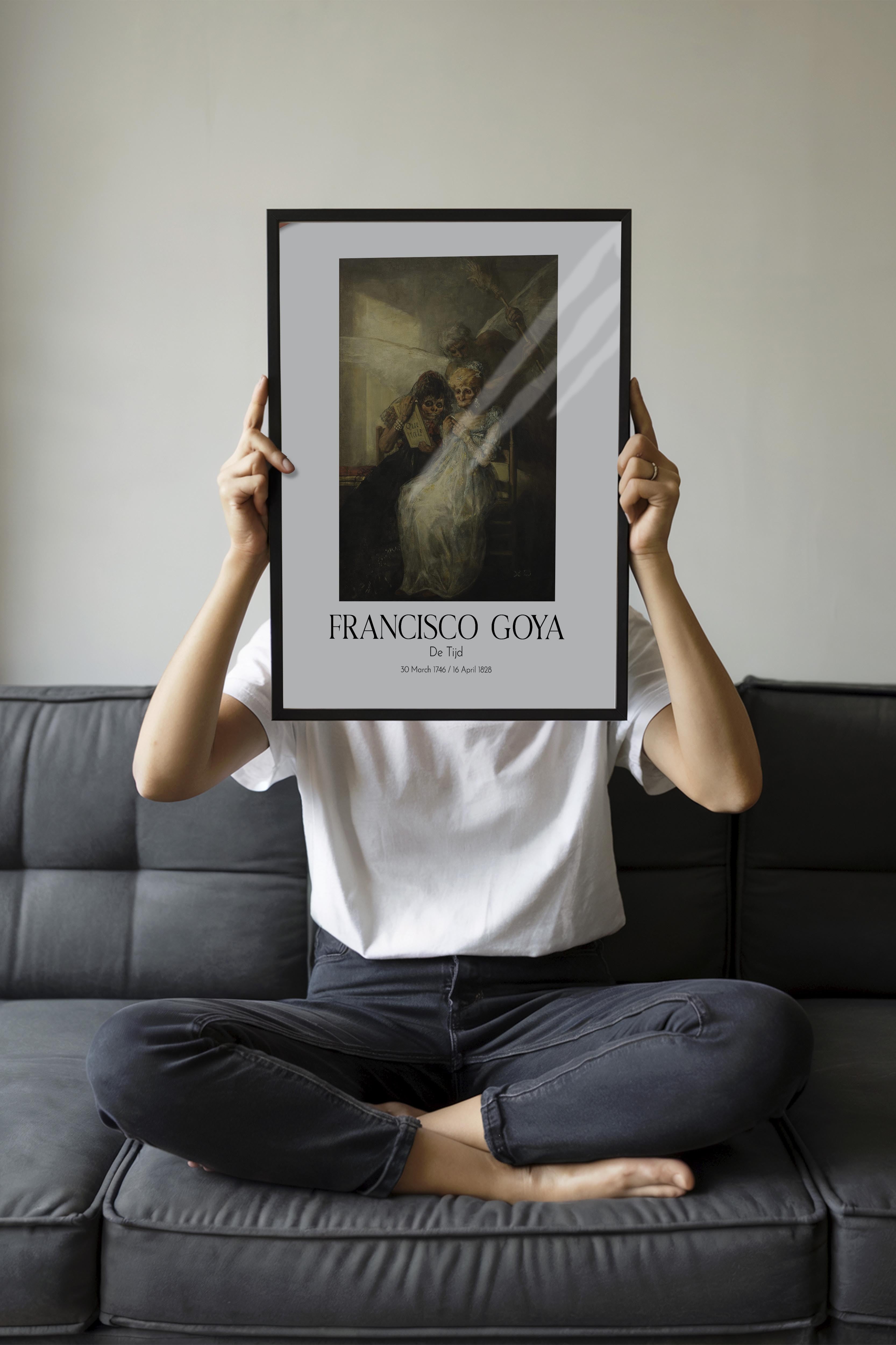 Francisco Goya - De Tijd, Siyah Çerçeveli Tablo, Sanat Serisi NO:111845